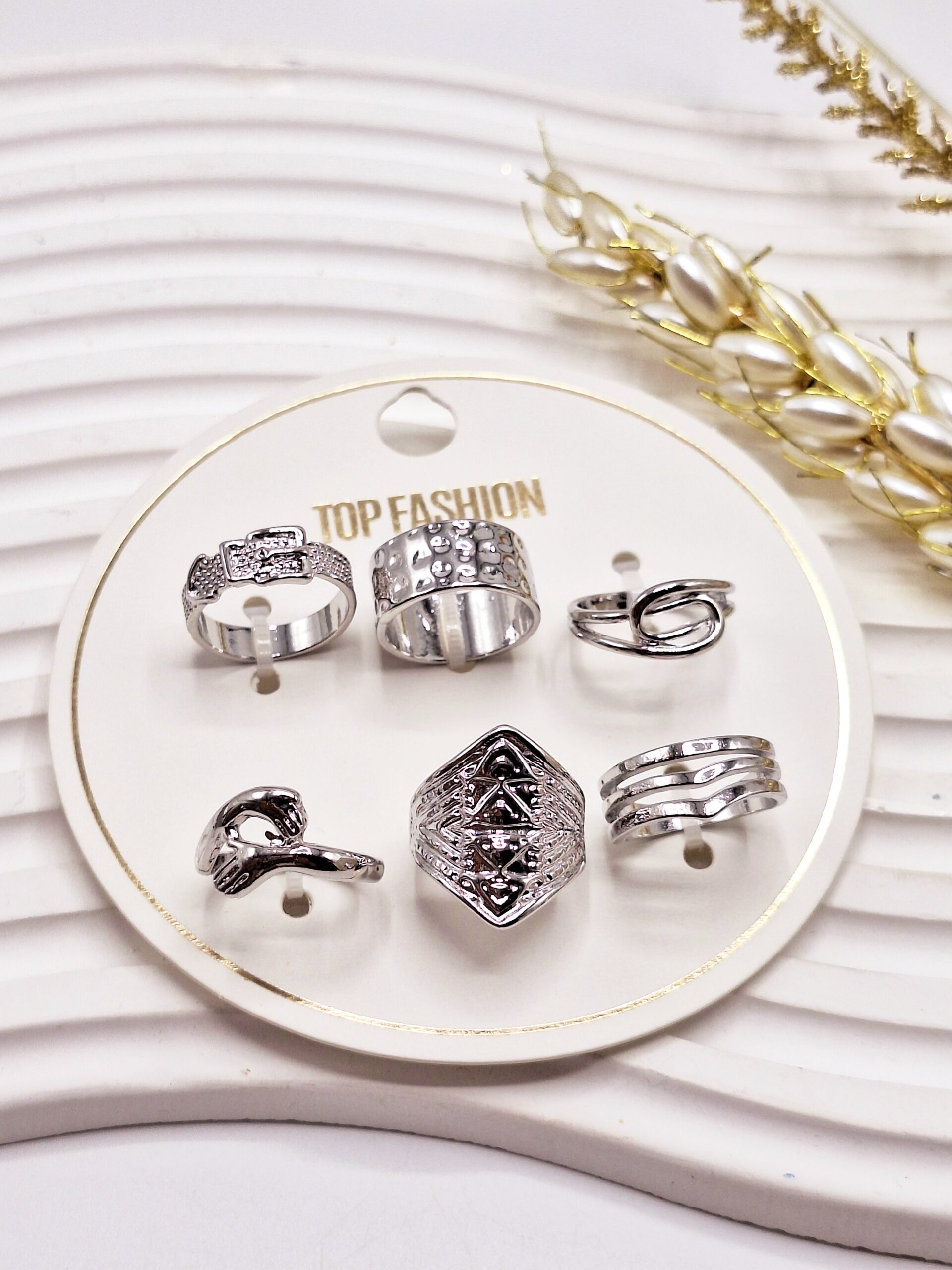 پک انگشتر 6 تایی رادیوم مینمال نقره ای