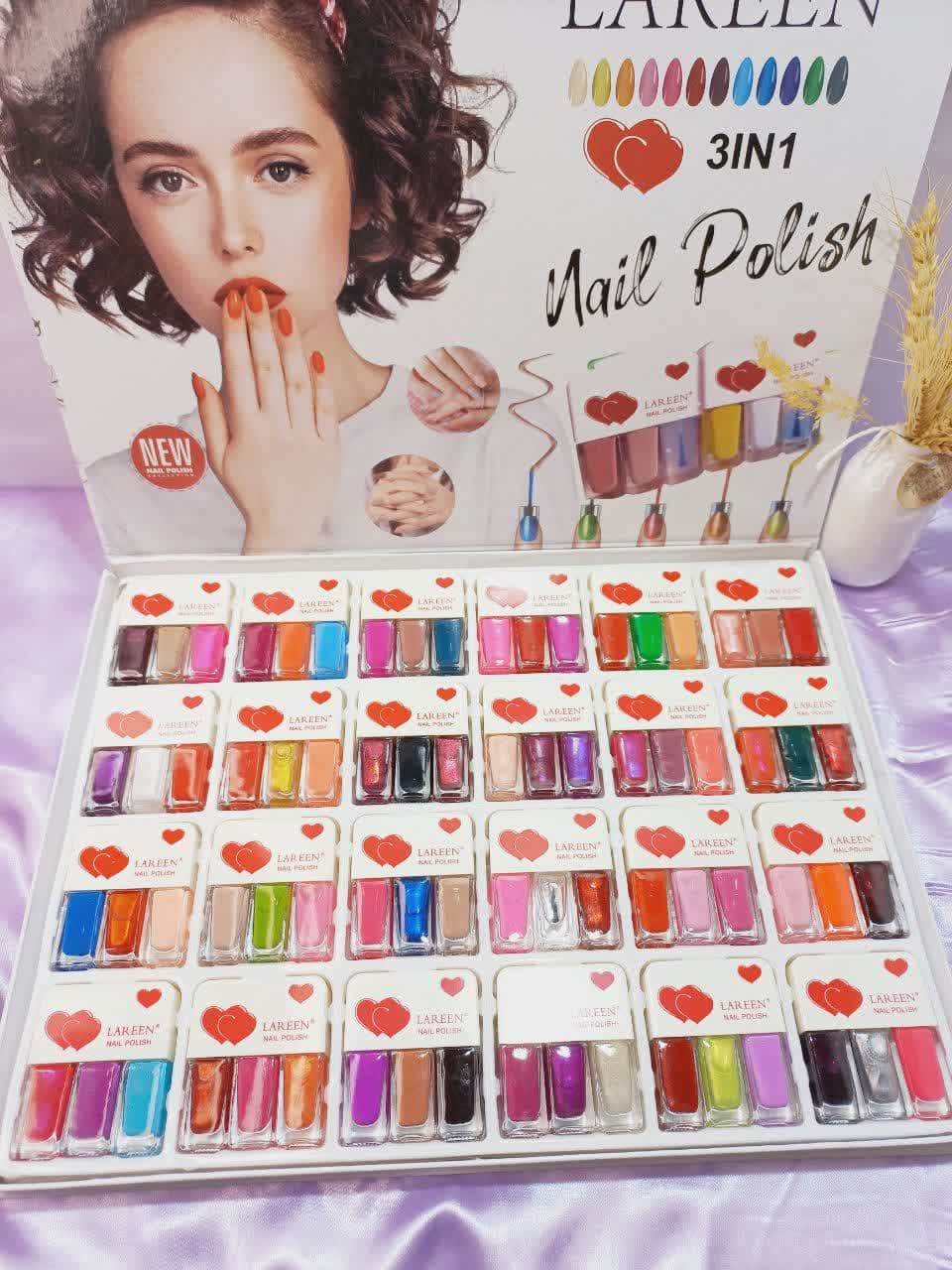 لاک سه قلو پرطرفدار کتابی نایلی پولیش لرن NAIL POLISH LAREEN کد S009 | پخش عمده