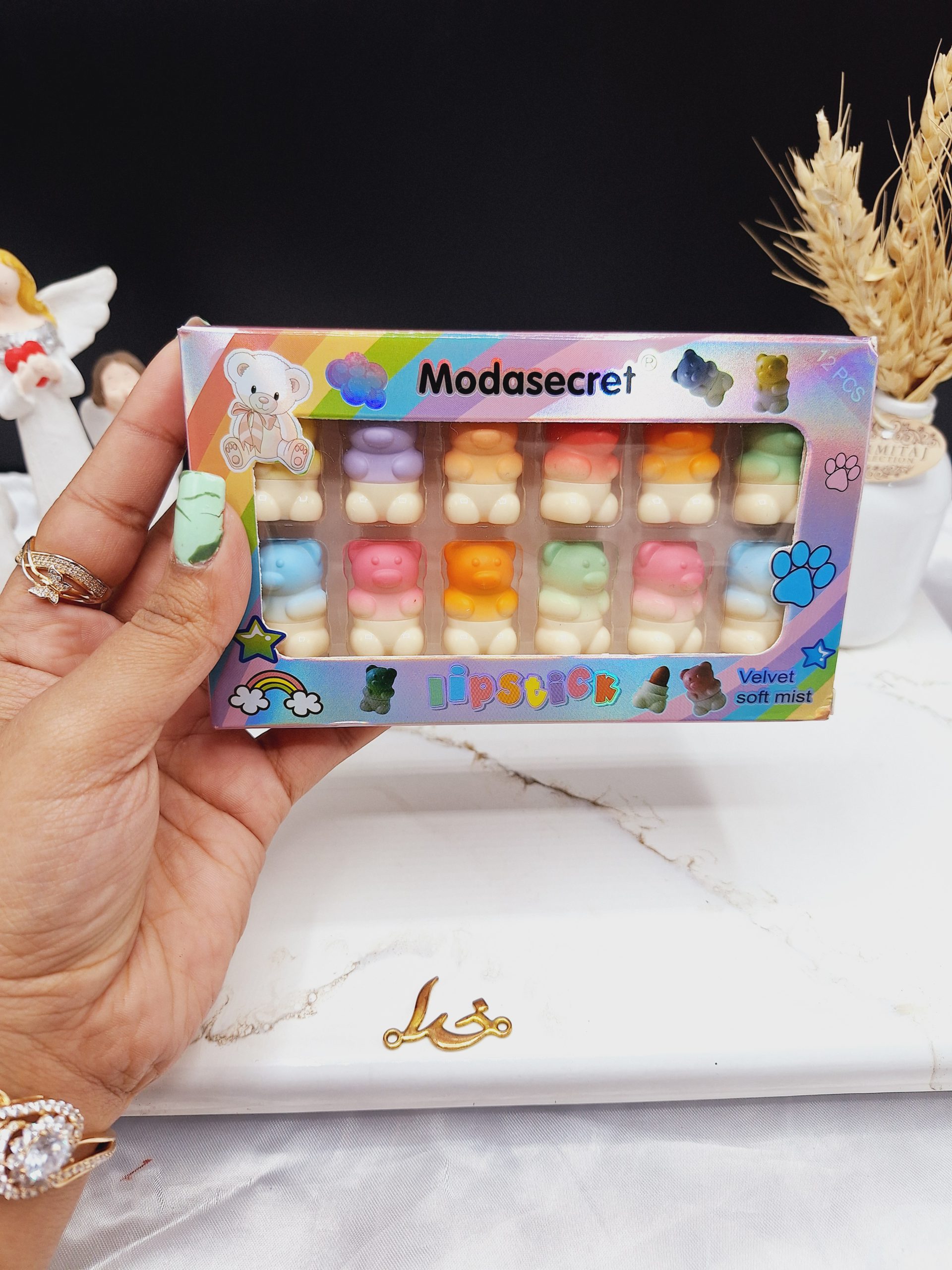پک رژ لب جامد 12 رنگ طرح خرس مدا سکرت Moda Secret کد YL_803_1