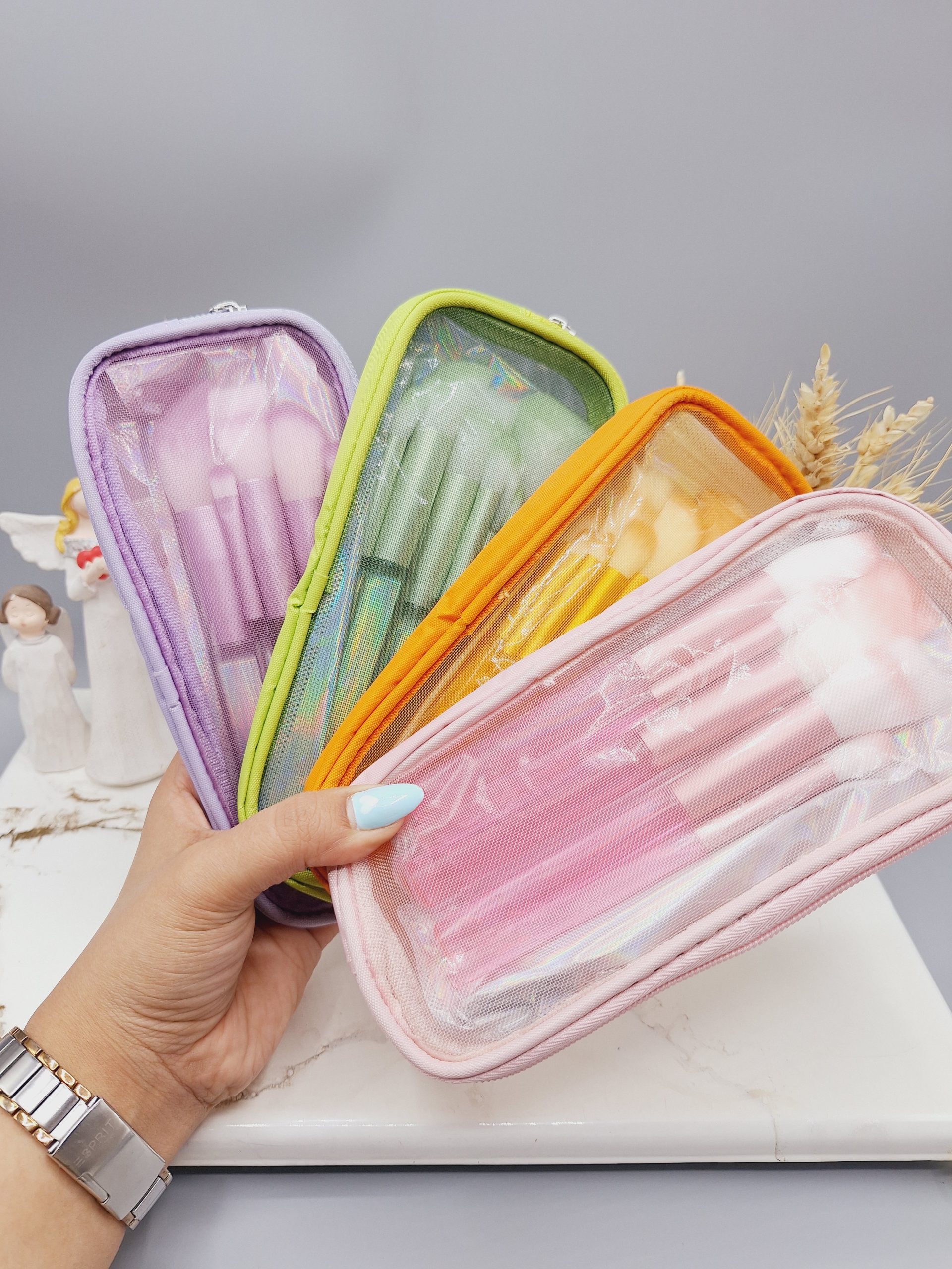 ست براش پاستیلی میکاپ همراه با کیف