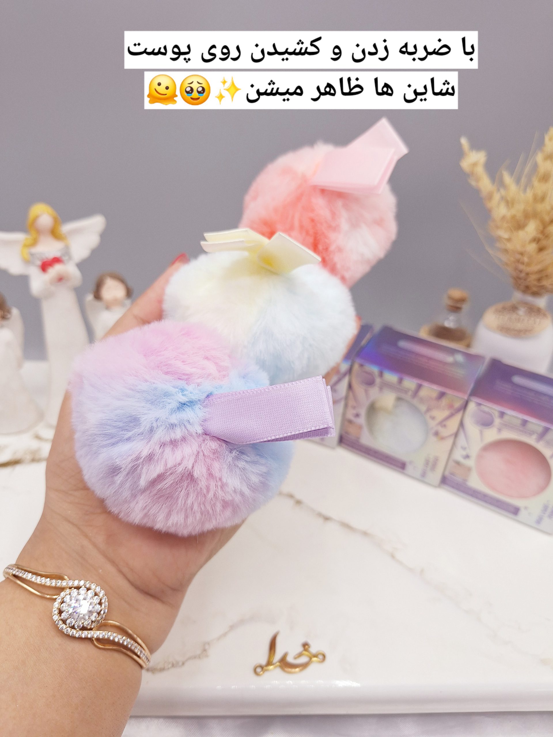 بمب هایلایتر شاین دار پنبه ای برای بدن و صورت برند ROMANTIC RAIN کد R625