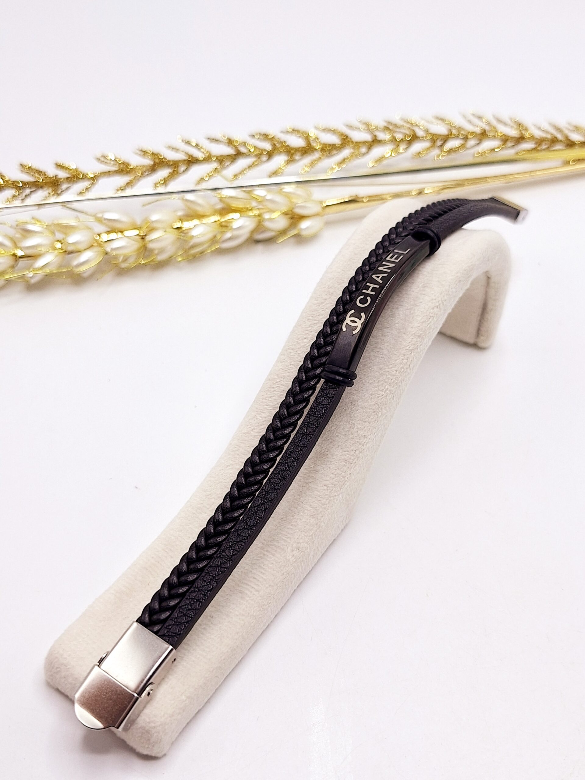 دستبند چرمی مردانه CHANEL مشکی