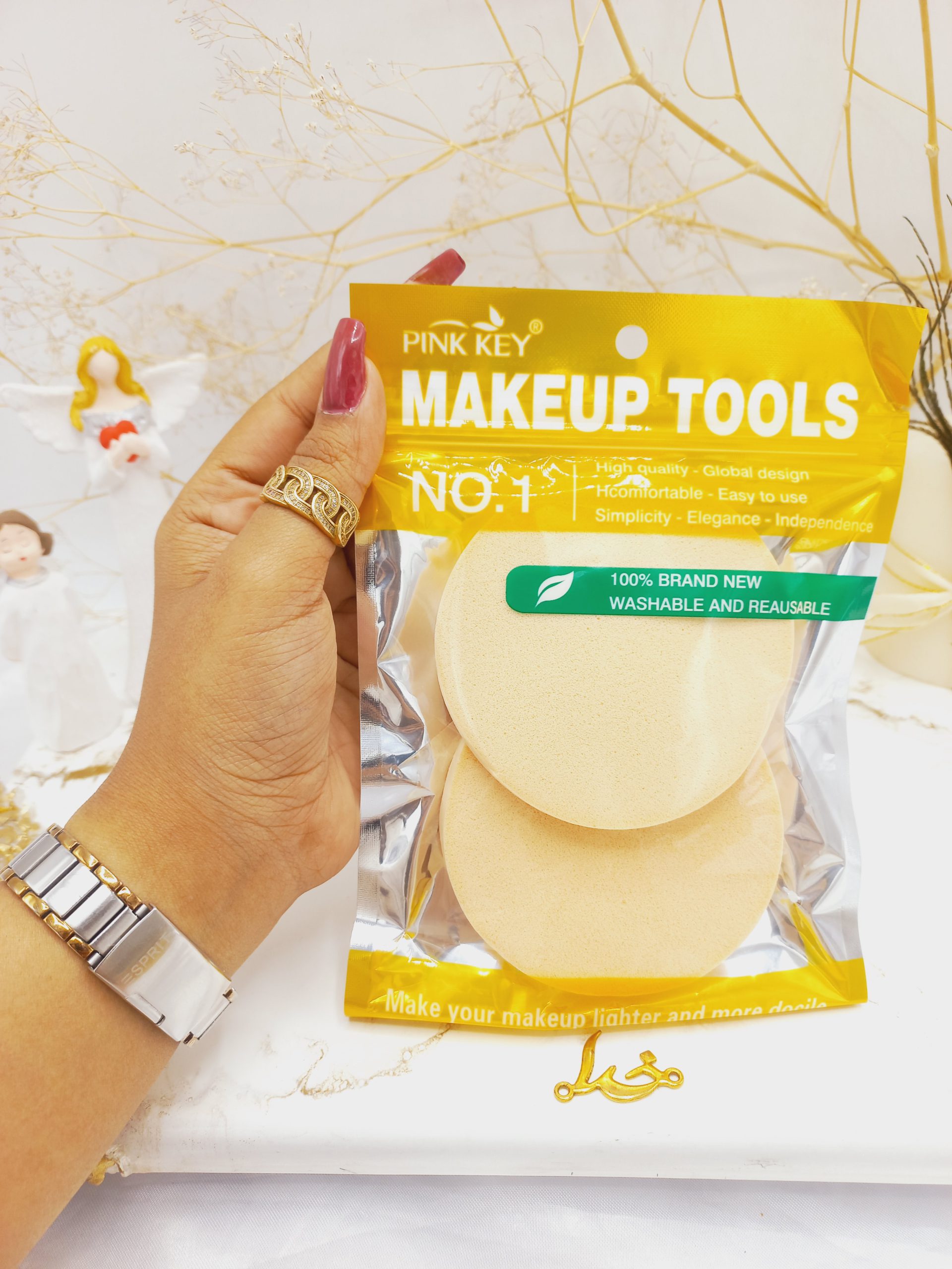 پد آرایش بزرگ مخصوص میکاپ بسته دو عددی پینک کی pink key کد pt1129 کیفیت عالی