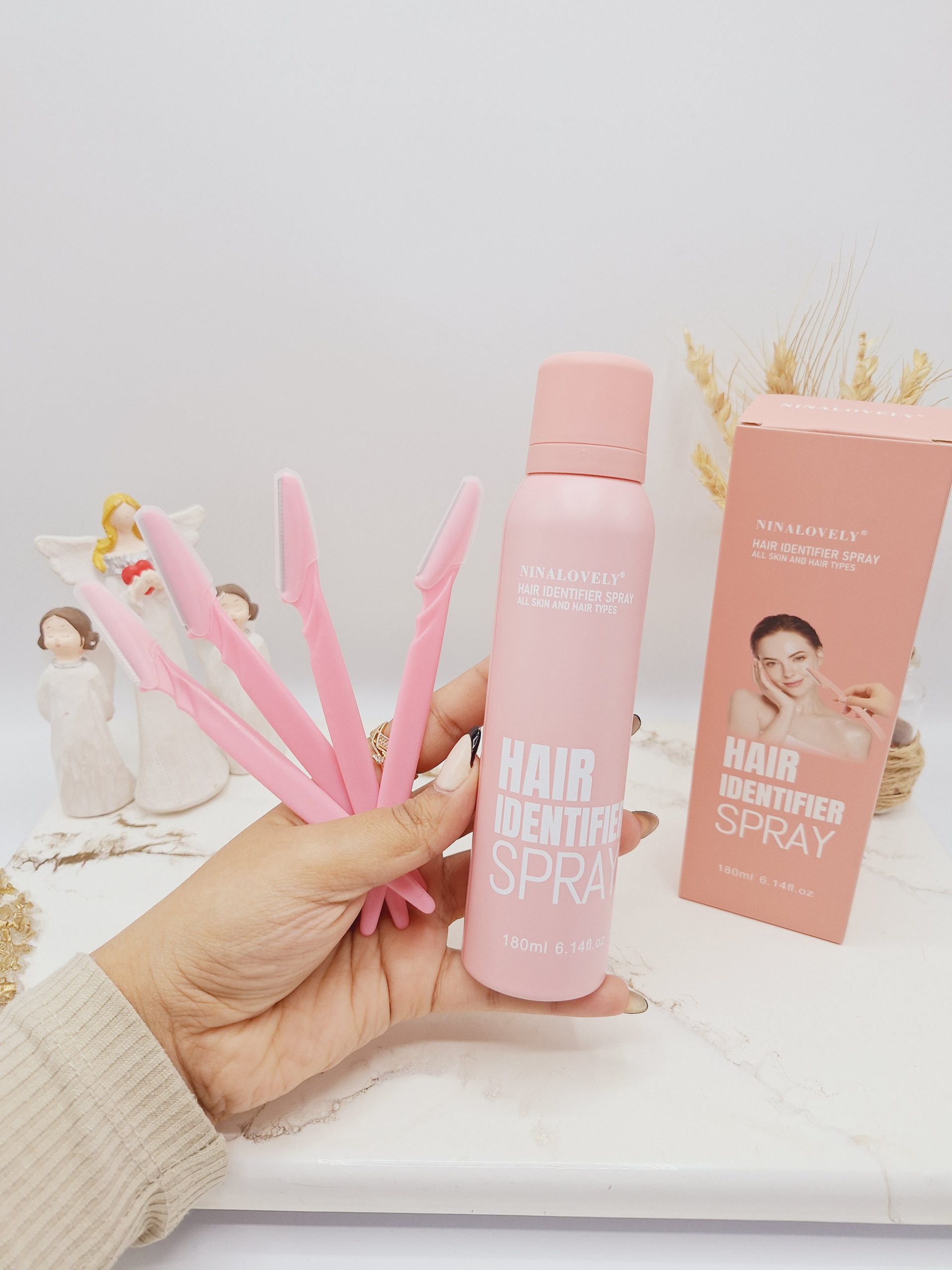 اسپری از بین برنده موی صورت همراه با ۴ عدد تیغ اصلاح صورت کدNo.HS-511