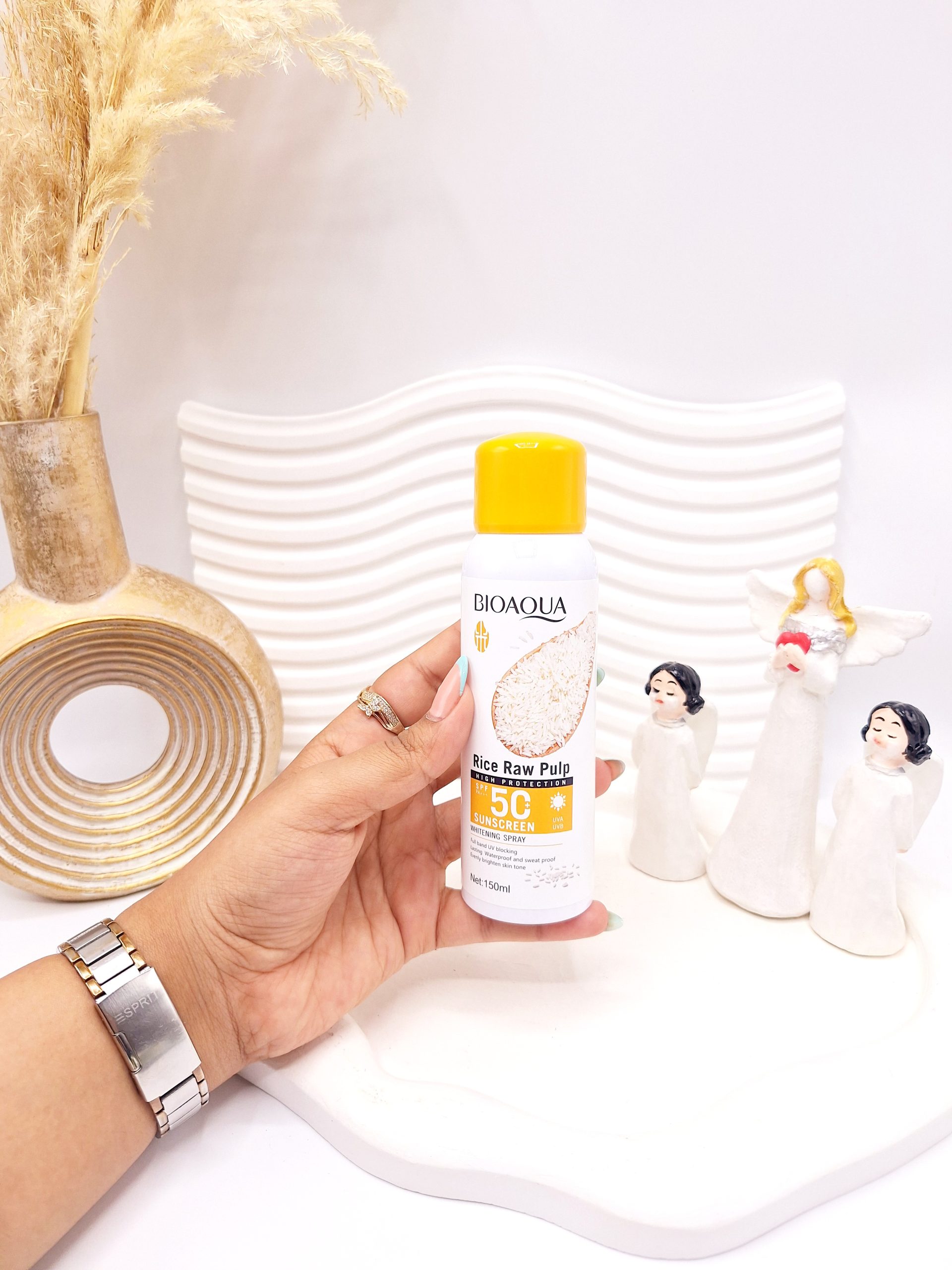 اسپری ضد آفتاب برنج  spf50 برند بیوآکوا کد 9019