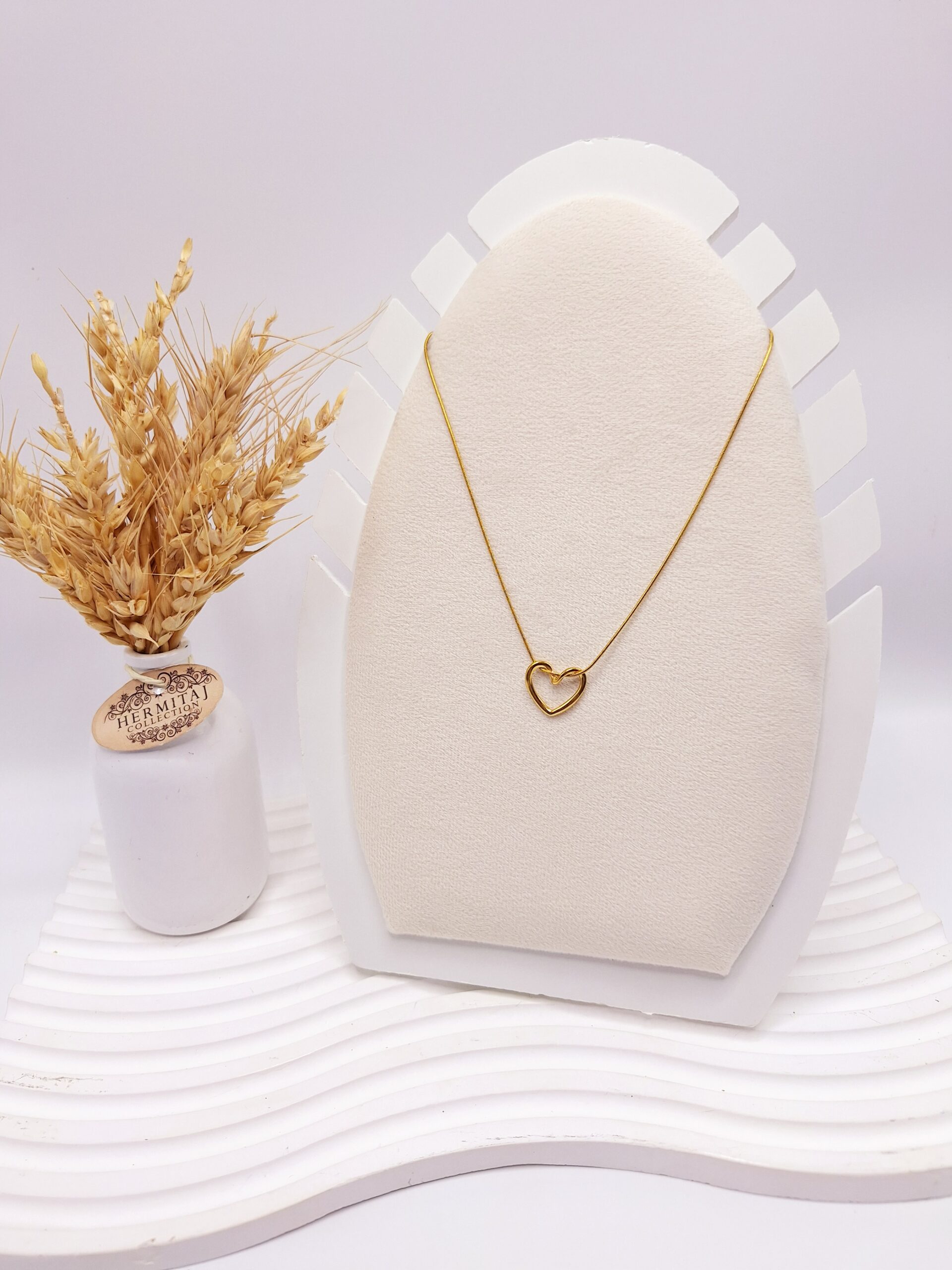 گردنبند ترند طرح قلب زنجیر ماری طلایی