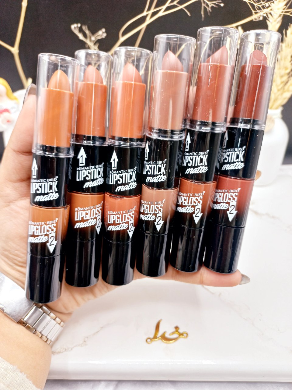 پک 6 تایی رژ جامد و مایع دو سر DOUBLE کد RB 161