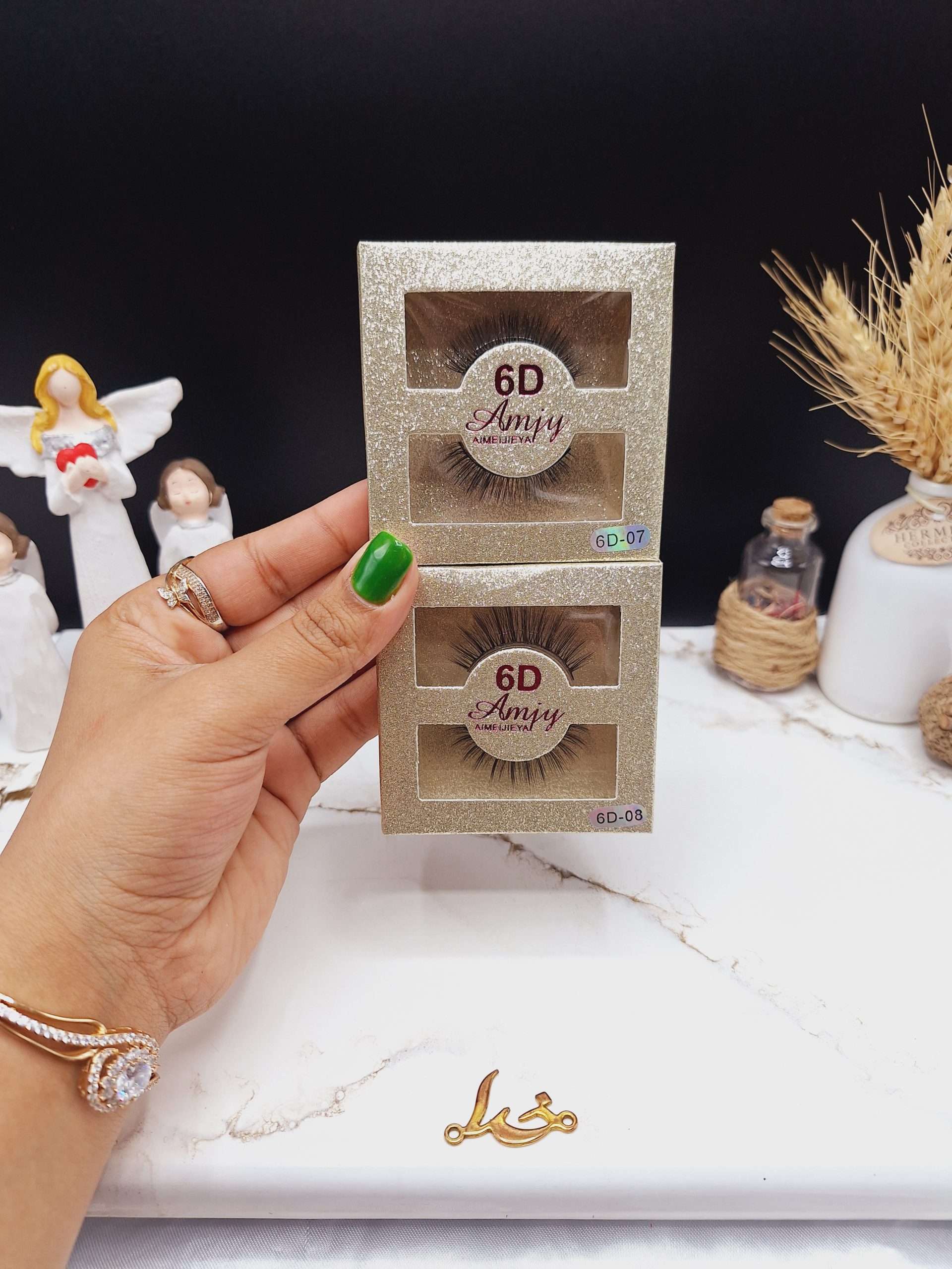 مژه مصنوعی 6 بعدی کارتن کرم برند Amjy کد JY_001