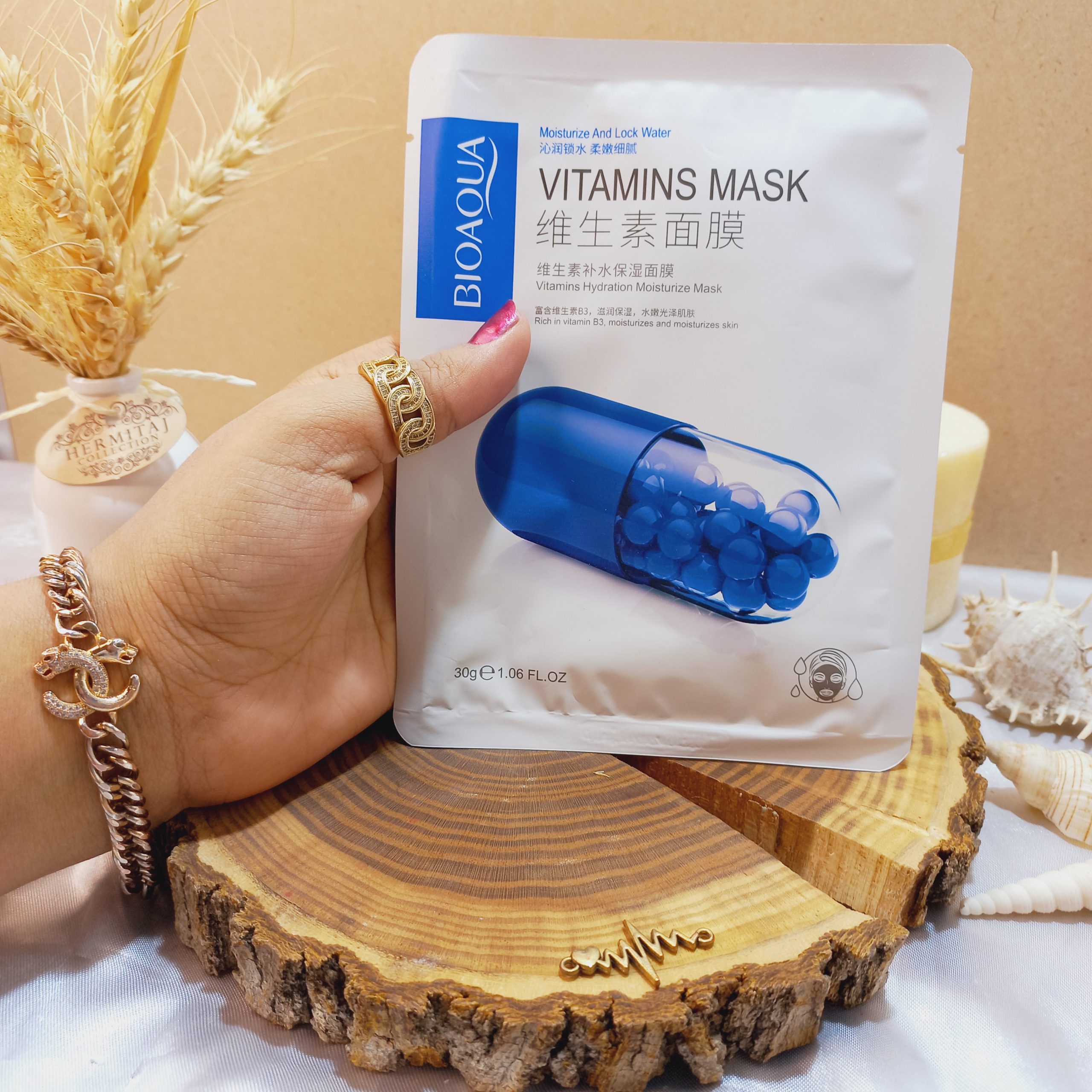 ماسک ورقه ای ویتامین کپسول آبی 30گرمی بیوآکوا BIOAQUA کد 67376 | پخش عمده