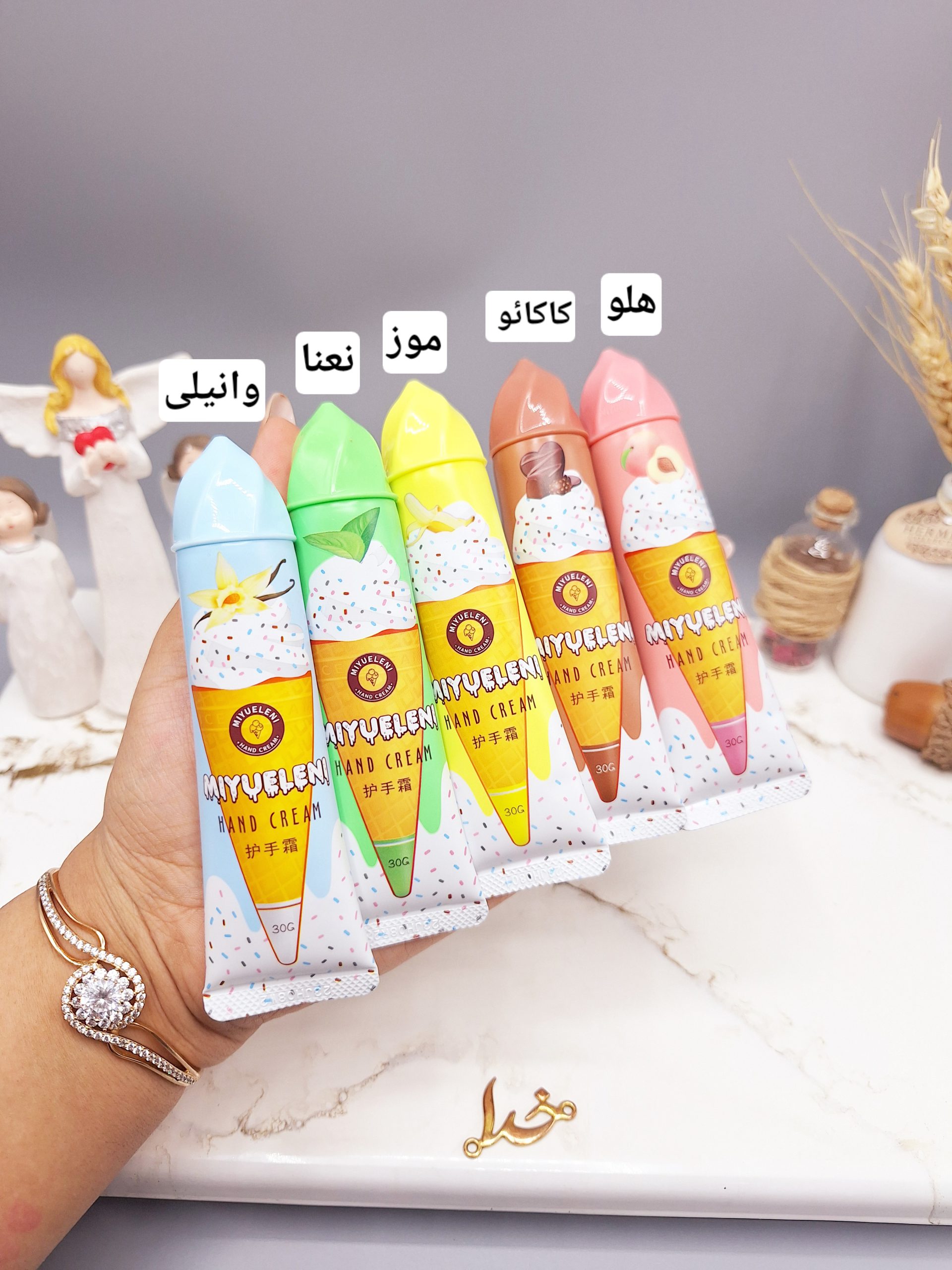 پک پنج عددی کرم دست مدل شکوفه طرح بستنی برند MIYUELENI کد 7722