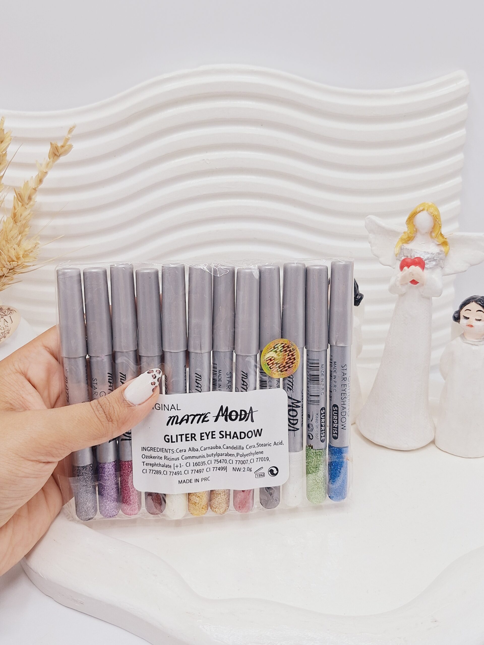 پک 12 تایی مداد چشم گلیتری MATTE MODA اورجینال