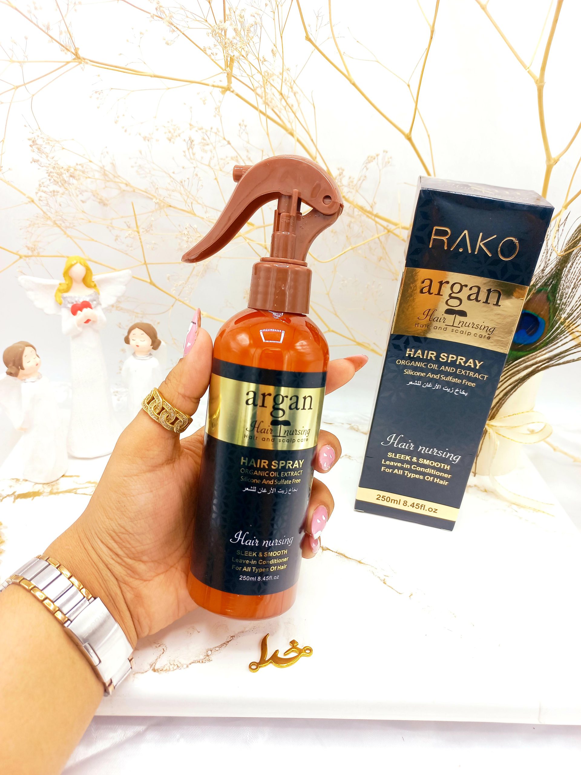 اسپری و سرم مو دو فاز مدل روغن آرگان حجم 250 میل برند راکو RAKO اصلی کد RK1052