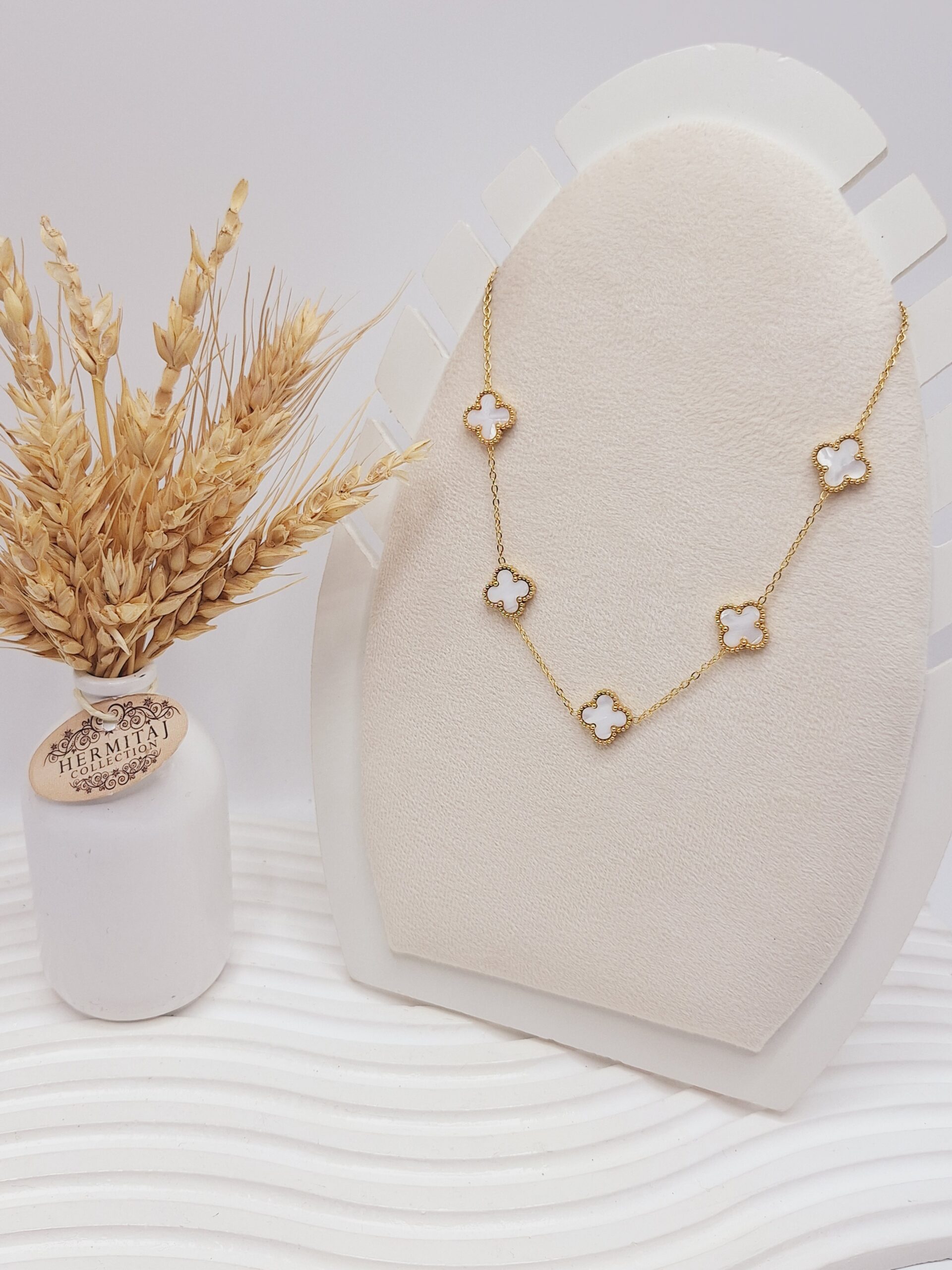 گردنبند پرطرفدار ون کلیف (سفید طلایی)