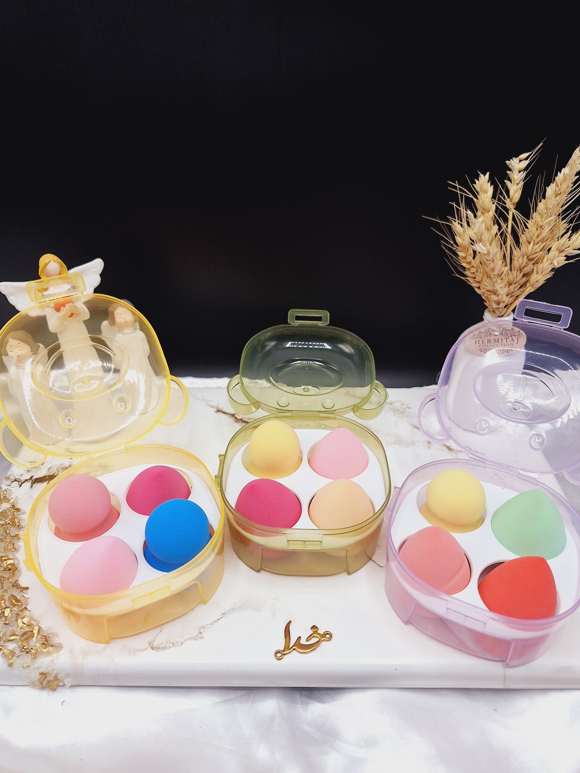 پک 4 عددی باکس دار  پد تخم مرغی طرح خرس کد FP_380