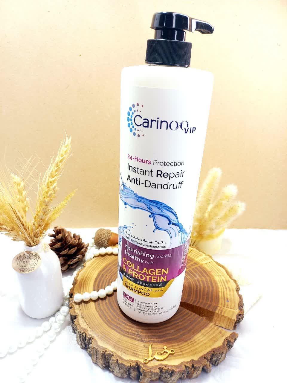 شامپو تقویت کننده مو کارینو وی آی پی مدل کلاژن و پروتین COLLAGEN PROTEIN حجم 1000میلی لیتر کد CRS007