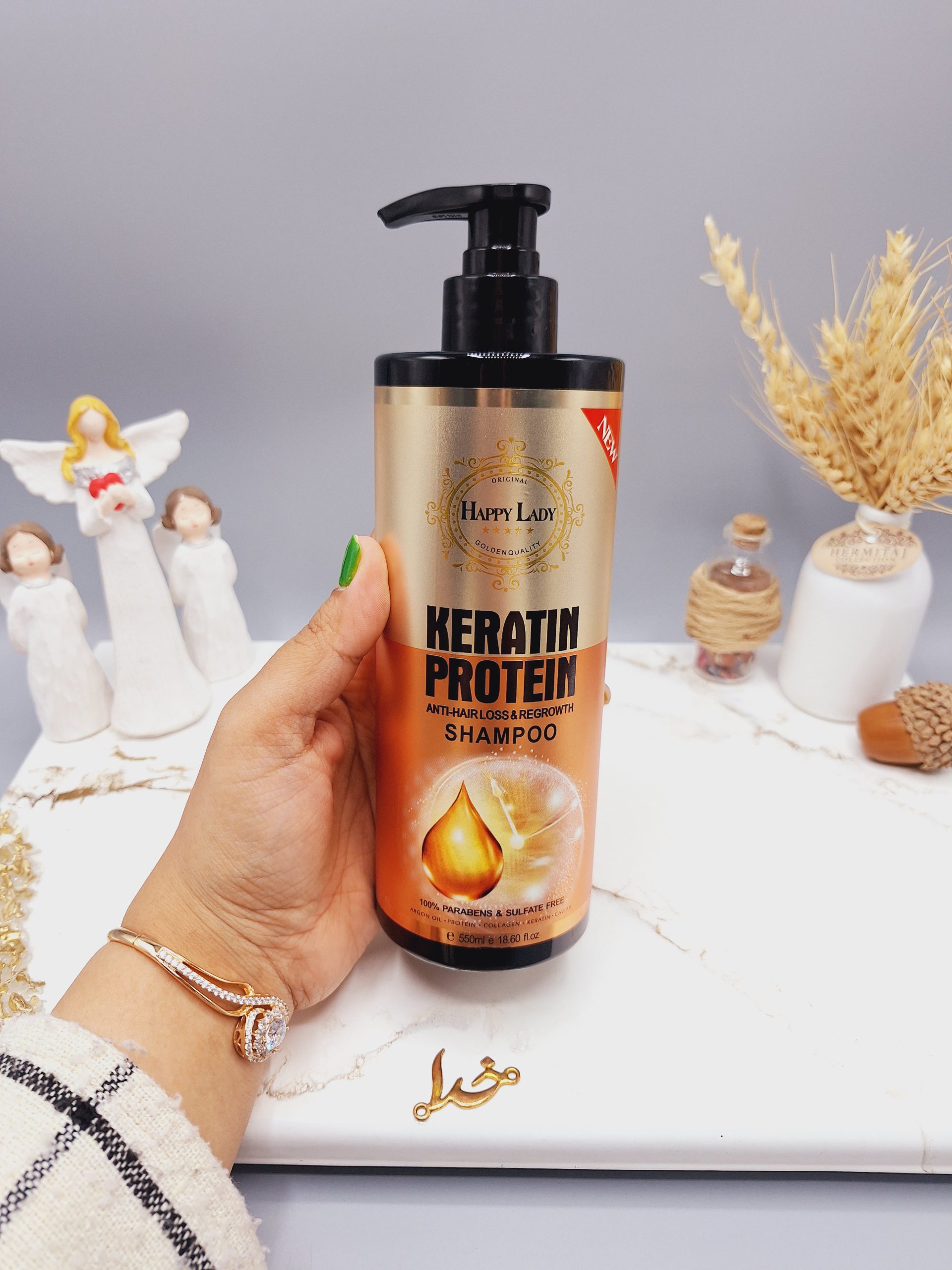 شامپو کراتینه و پروتئینه فری سولفات و ضدریزش هپی لیدی HAPPY LADY اورجینال ایتالیا (بدون کارتن)