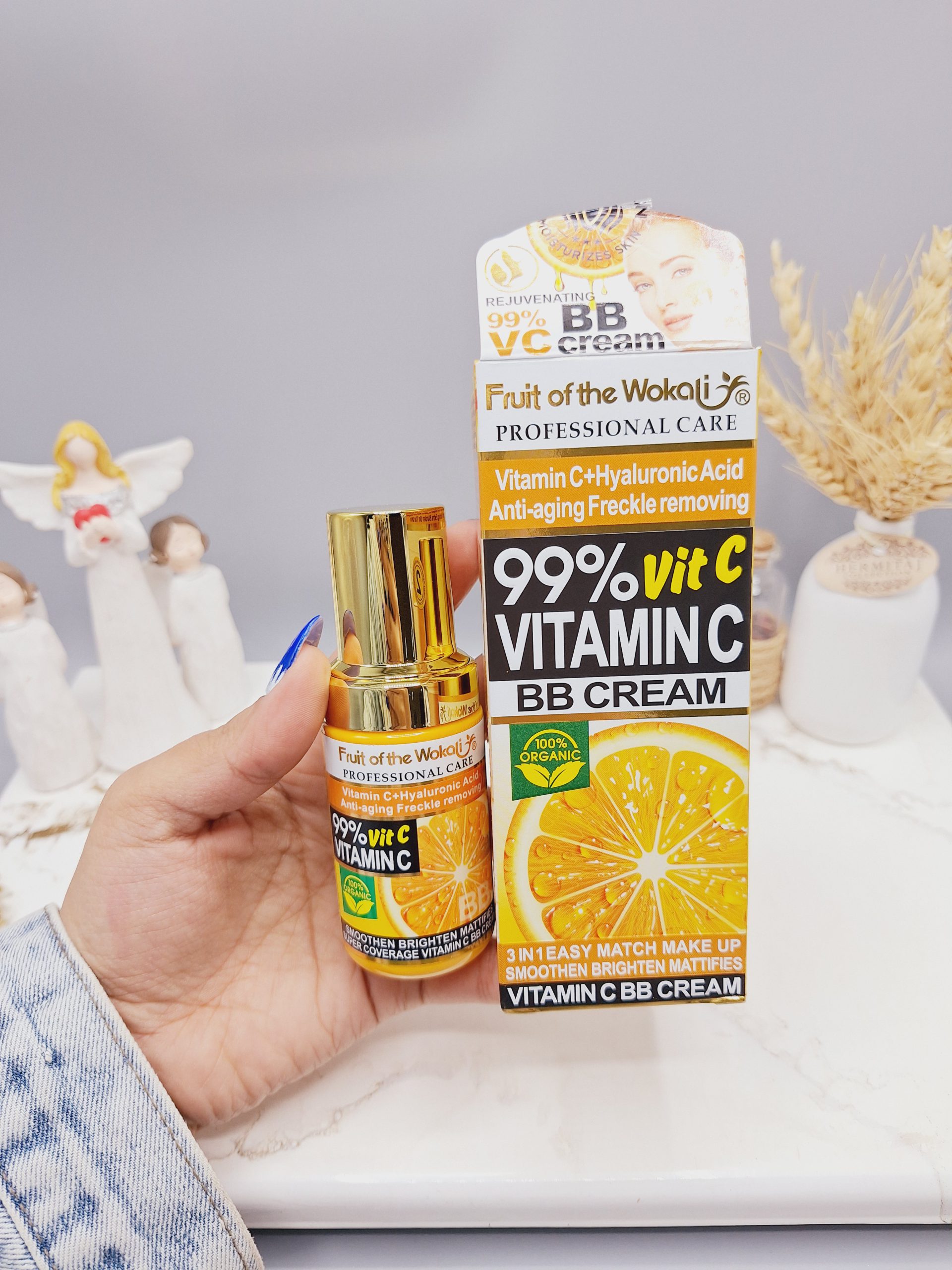 بی بی کرم ویتامین C + اسید هیالورونیک ضد پیری رفع کک و مک برند وکالی اصلی کد 720