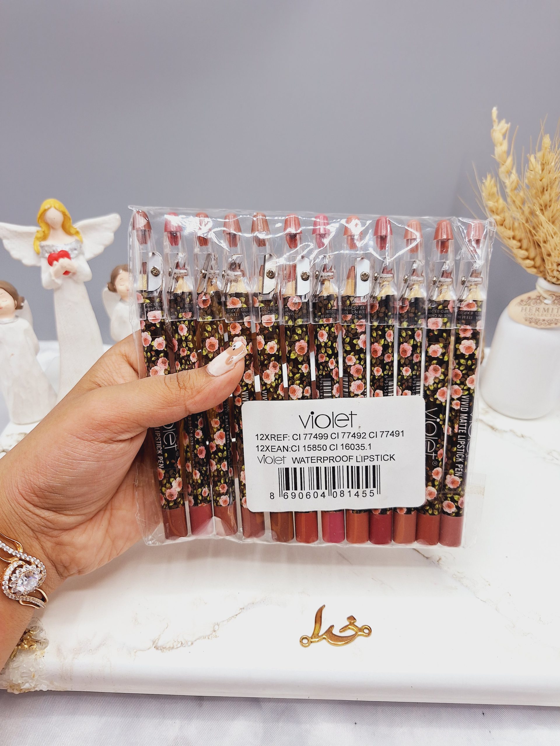 پک 12 تایی رژ مدادی تراش دار برند violet کد 1455