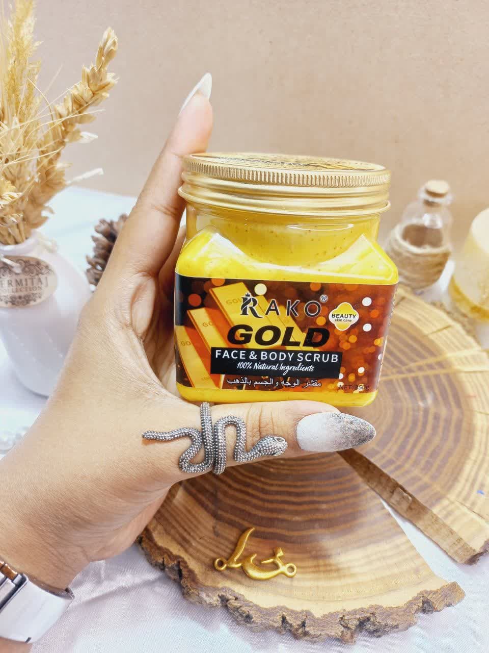 اسکراب شنی صورت و بدن رایحه طلا راکو RAKO اصلی کد RK1031