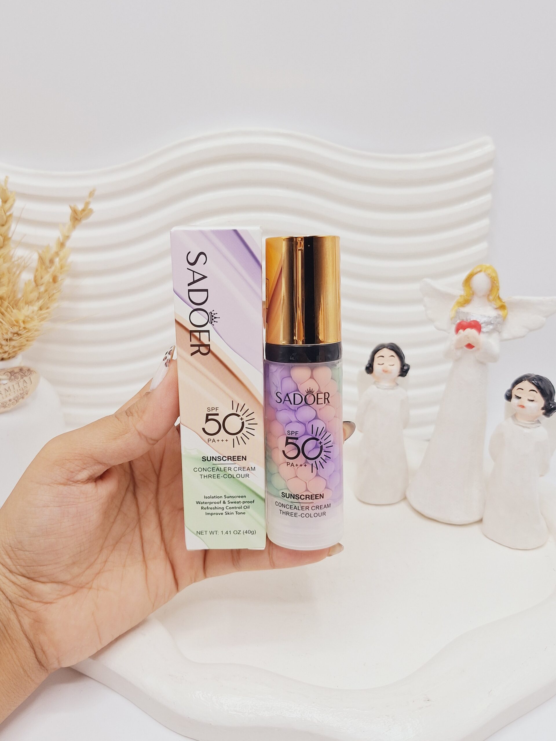 پرایمر ضد آفتاب دار سه رنگ spf50 سادور حجم 40 گرم کد 0738