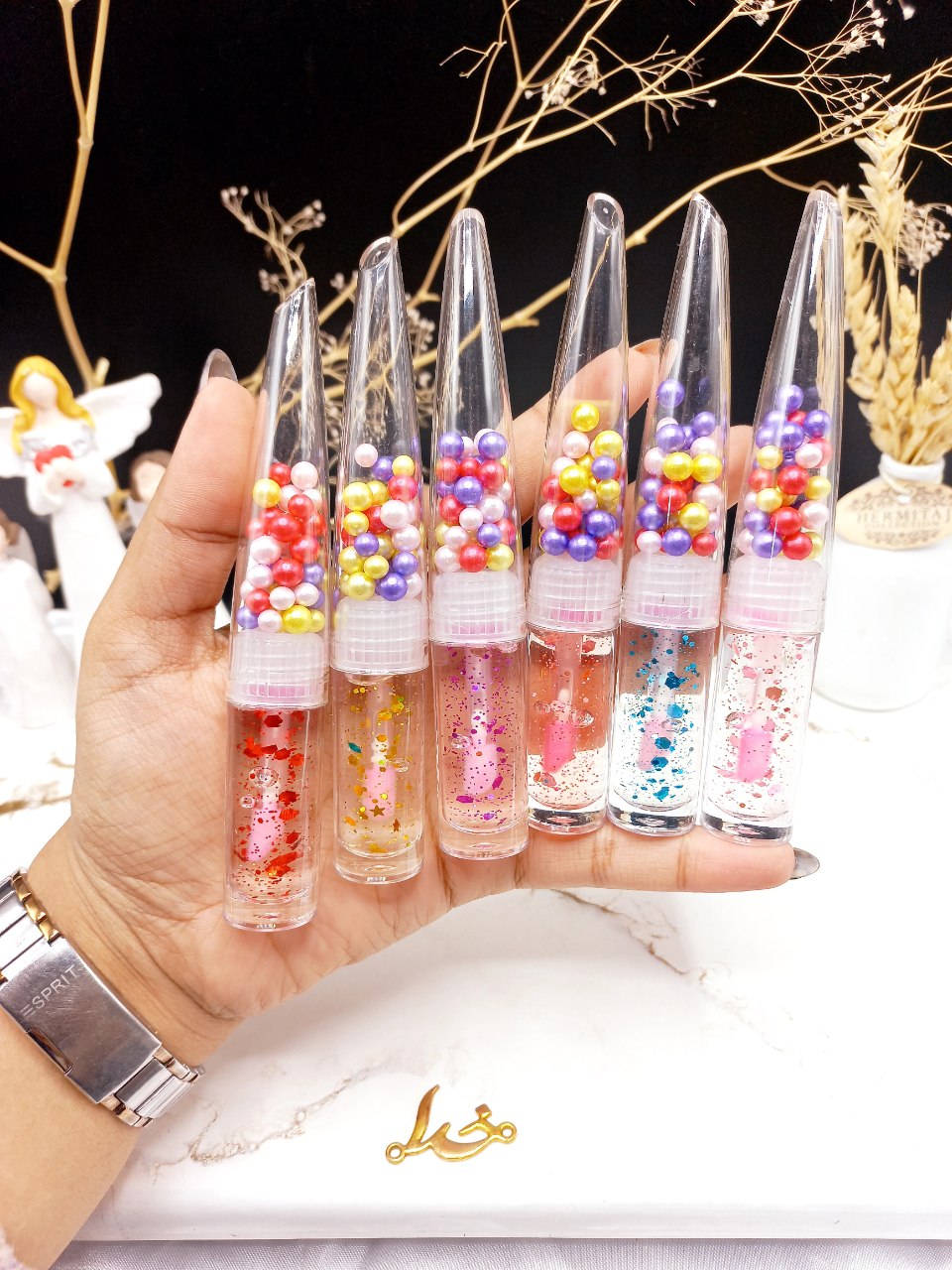 برق لب زیبای گلیتر دار توپی رنگی مجیک MAGIC  کد LC1307