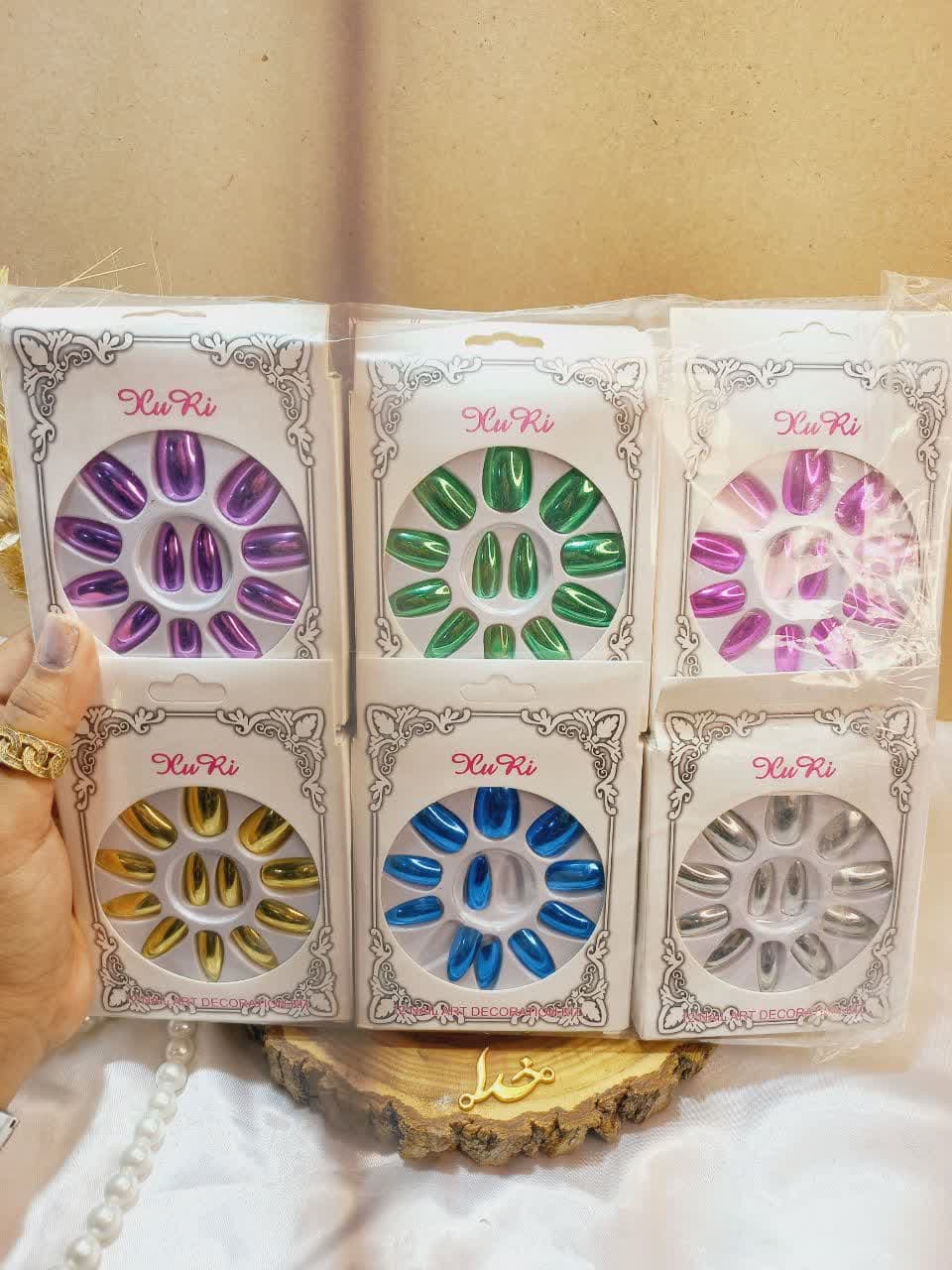 ناخن مصنوعی آینه ای رنگی نوک تیز XU RI کدMT 316