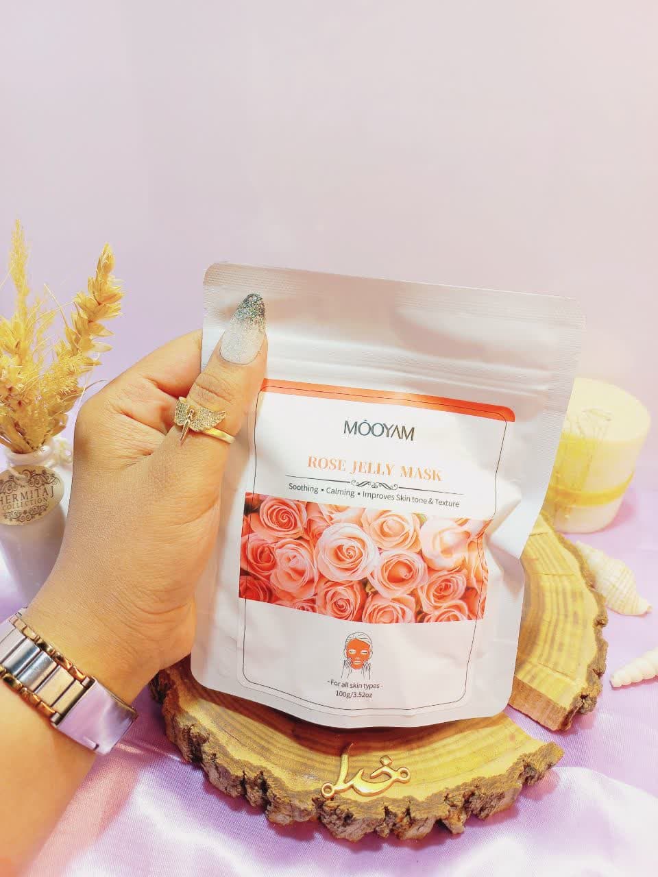 ماسک پودری 100 گرمی جوانسازی مویام MOOYAM با عصاره گل رز ROSE ساخت چین