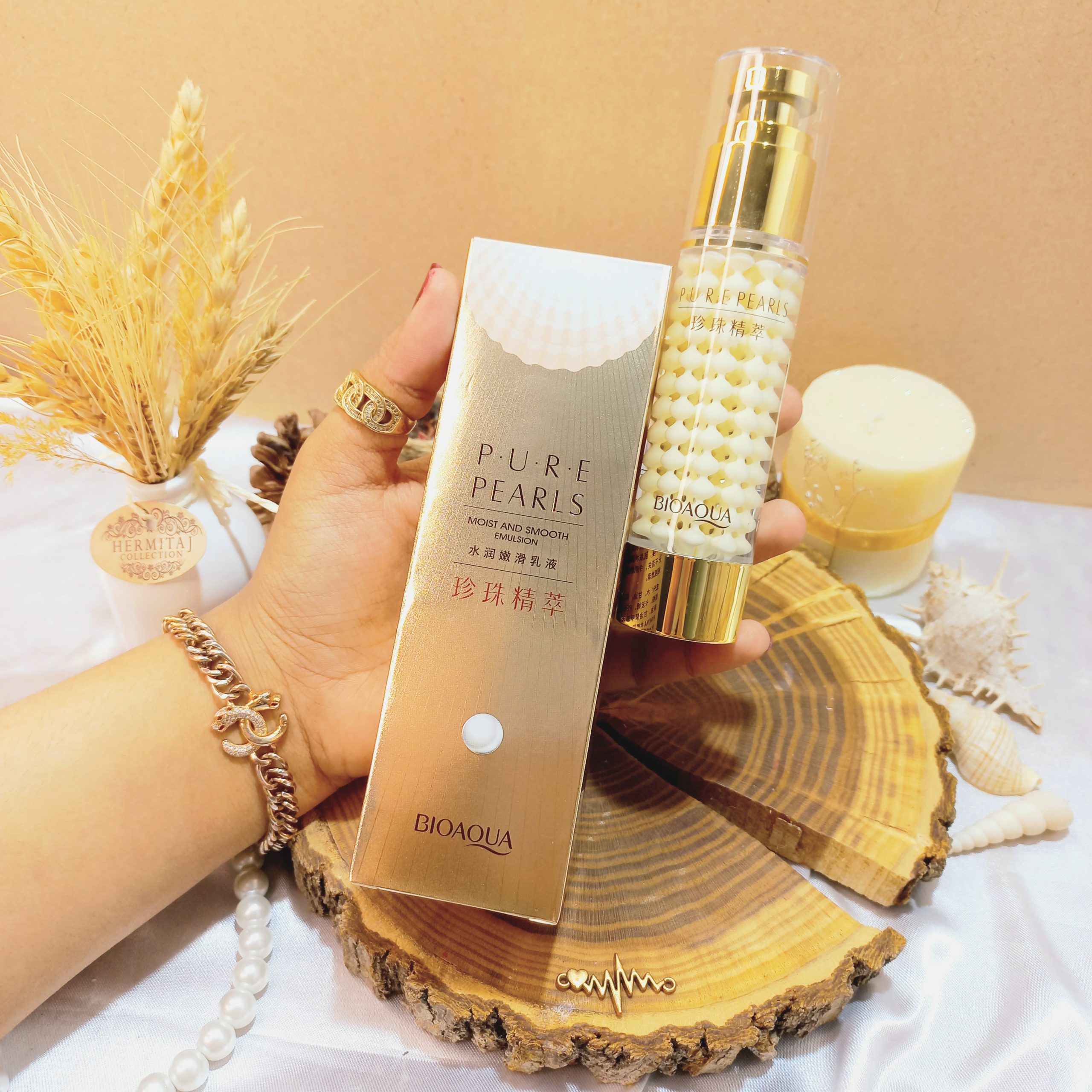 کرم کلاژن پمپی بلند آبرسانی و ضد چروک مروارید خالص بیوآکوا BIOAQUA