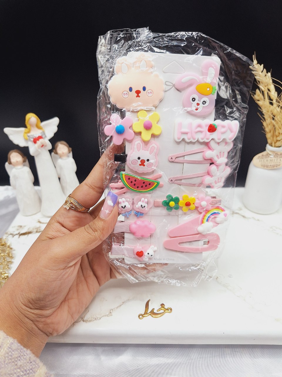 پک گیره مو صورتی طرح خرگوش