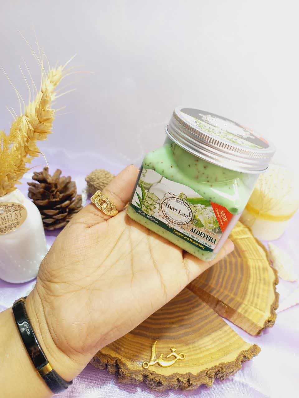 اسکراب شنی صورت و بدن آلوئه ورا هپی لیدی HAPPY LADY کد HL209