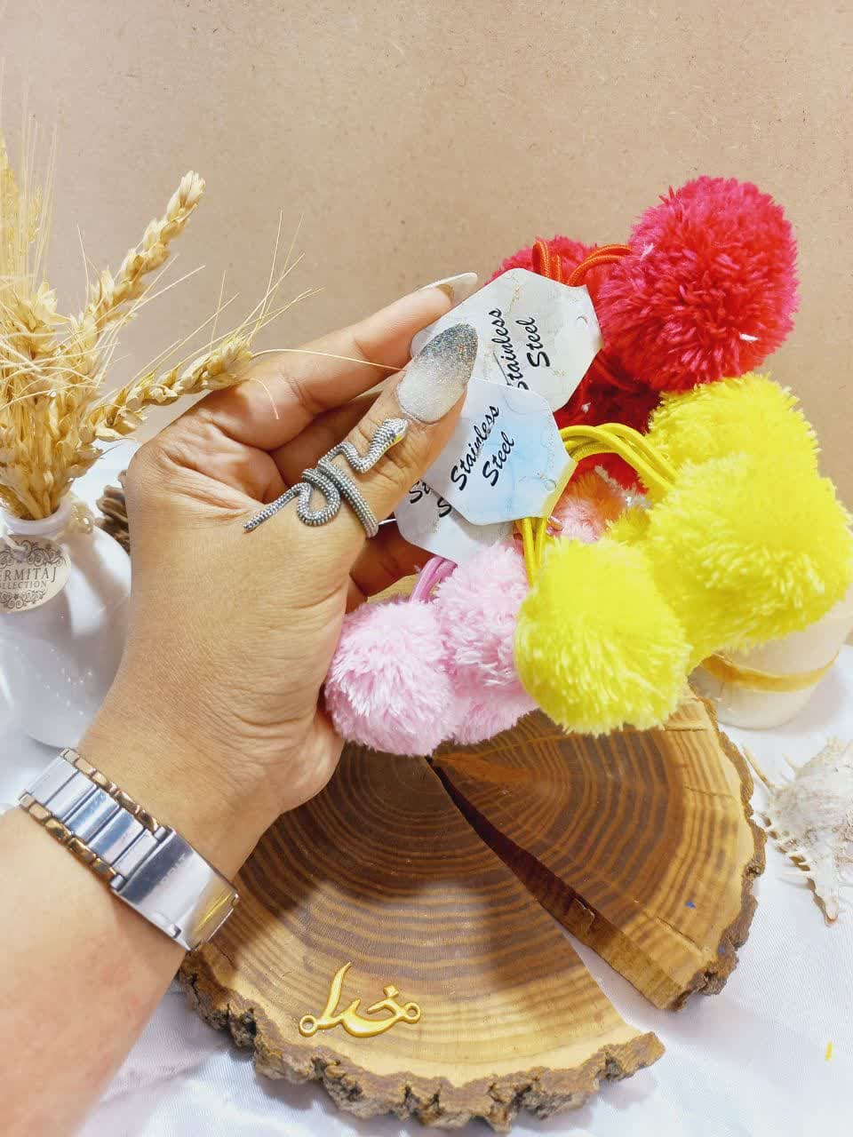 کش مو توپی دخترانه بسته 2 عددی