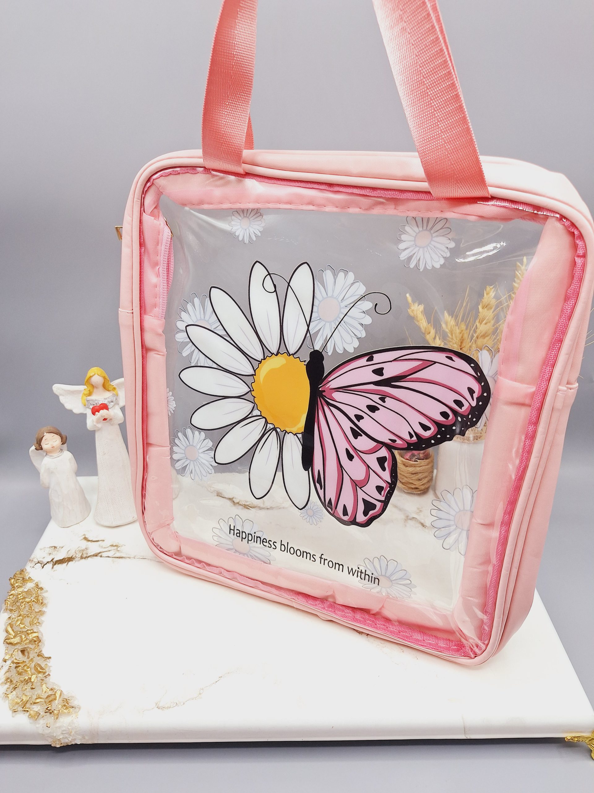 کیف آرایشی سایز بزرگ بابونه رنگی ( مربعی )