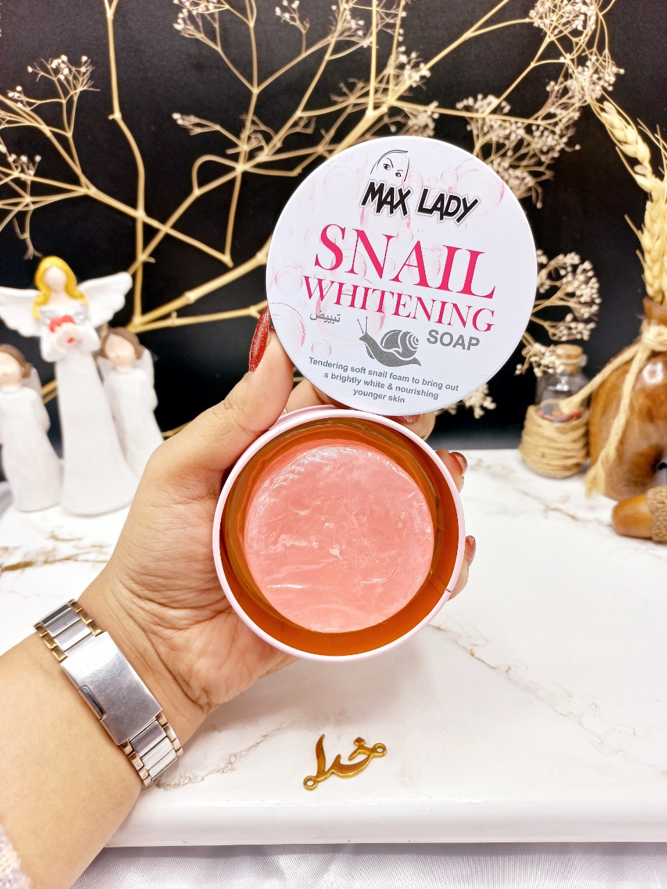 صابون سفید کننده حلزون قوطی فلزی برند مکس لیدی MAX LADY کد 13936