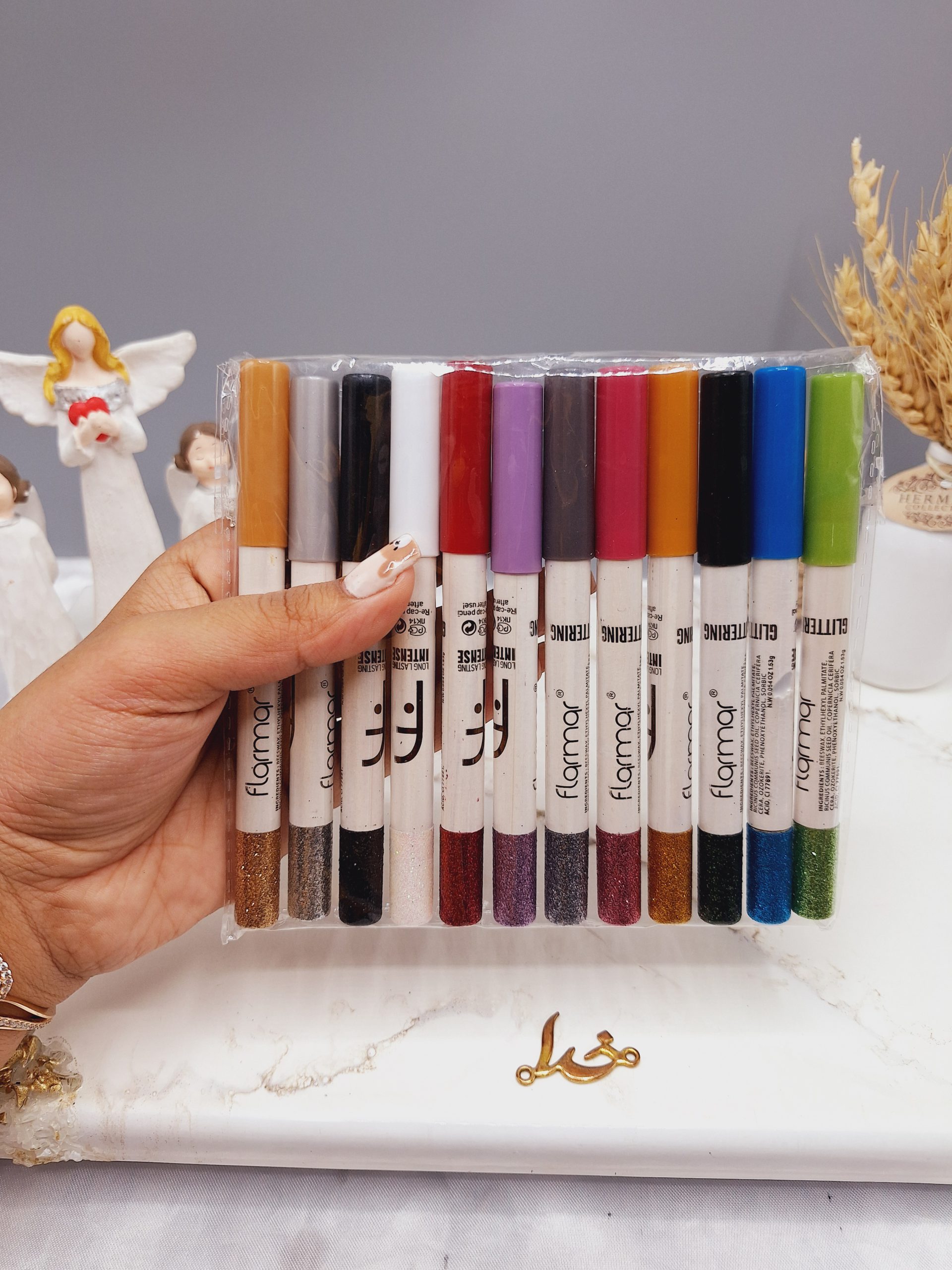 پک 12 تایی مداد چشم گلیتری برند فلورمار flormar