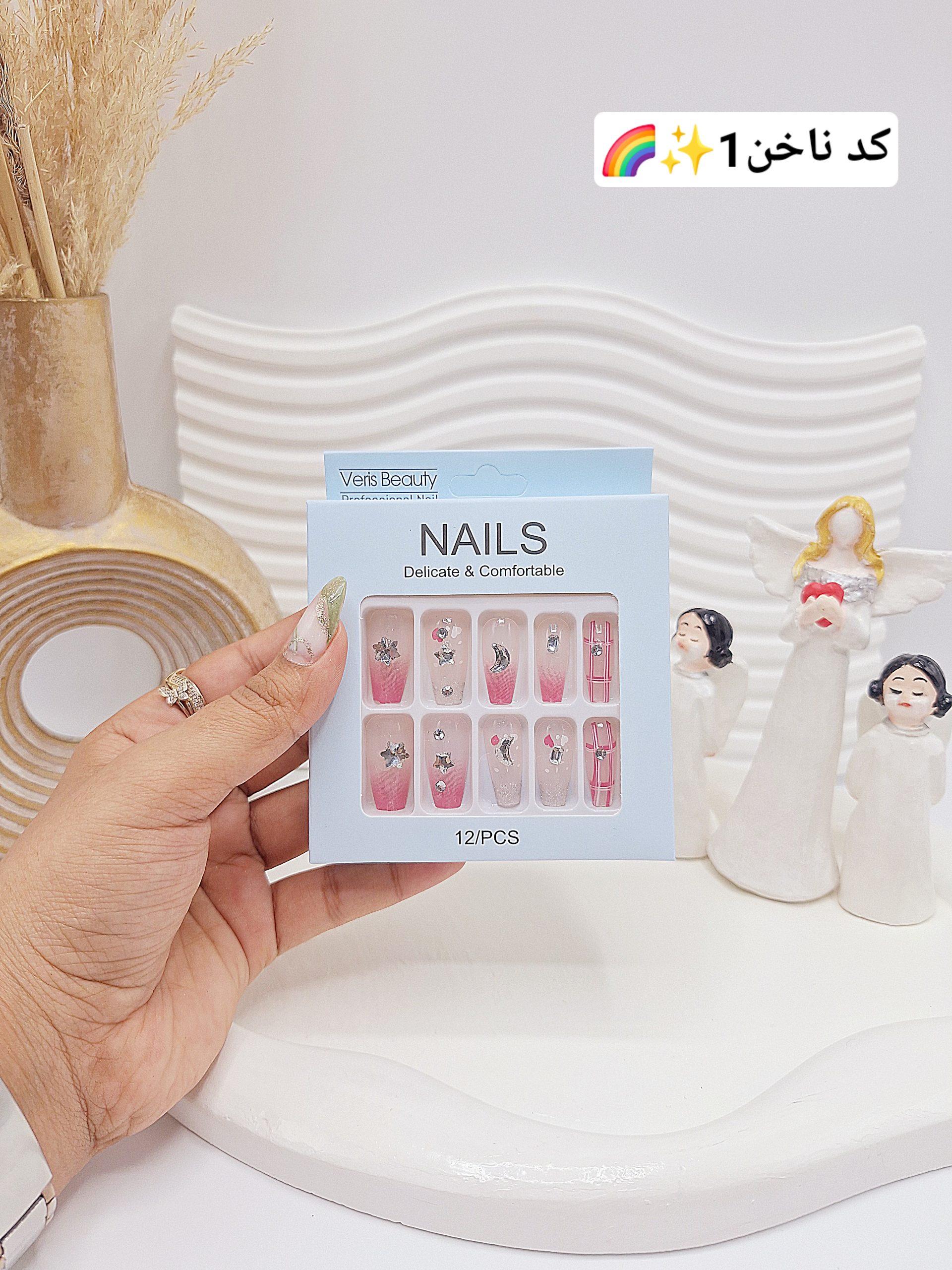 پک اختصاصی کامل ناخن مصنوعی طرح های خاص NAILS با چسپ ناخن دو طرفه (کیفیت تضمینی)
