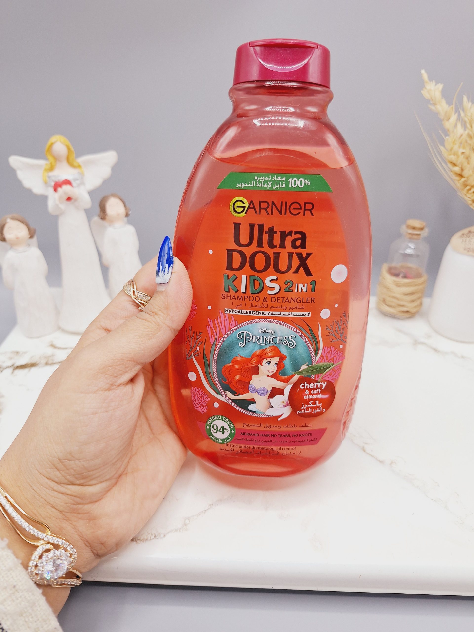 شامپو نرم کننده و پاک کننده کودکان با گیلاس و بادام نرم برند گارنیر اصلی حجم 400 میل کد 1988