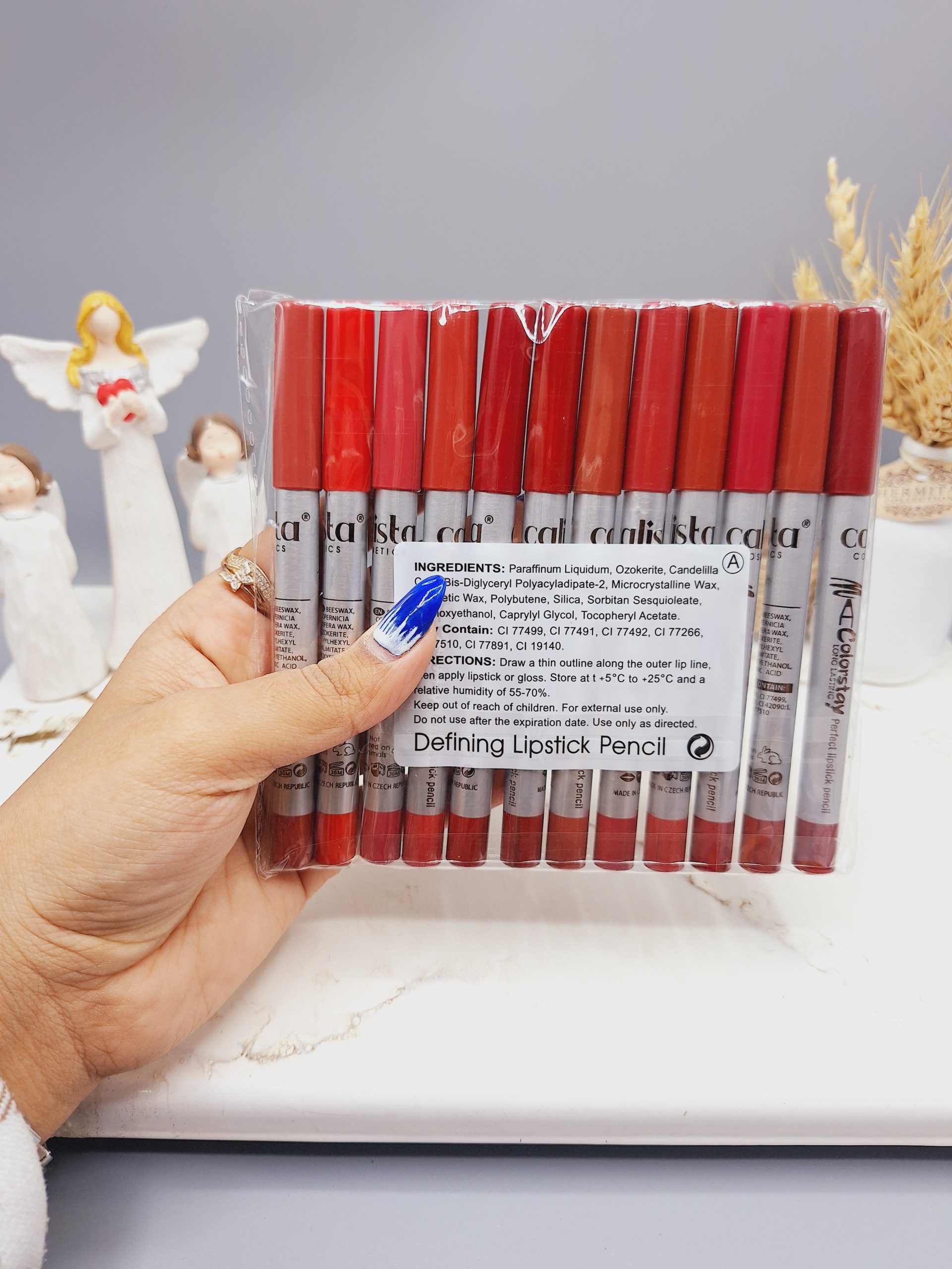 پک رژ مدادی 12 تایی برند کالیستا calista (پوکه وسط نقره ای)