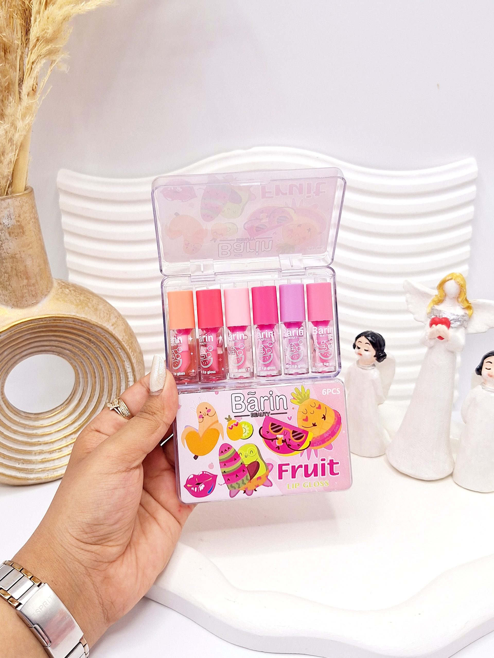 باکس 6 تایی لیپ گلاس طرح میوه های تابستانه برند Barin کد 1030