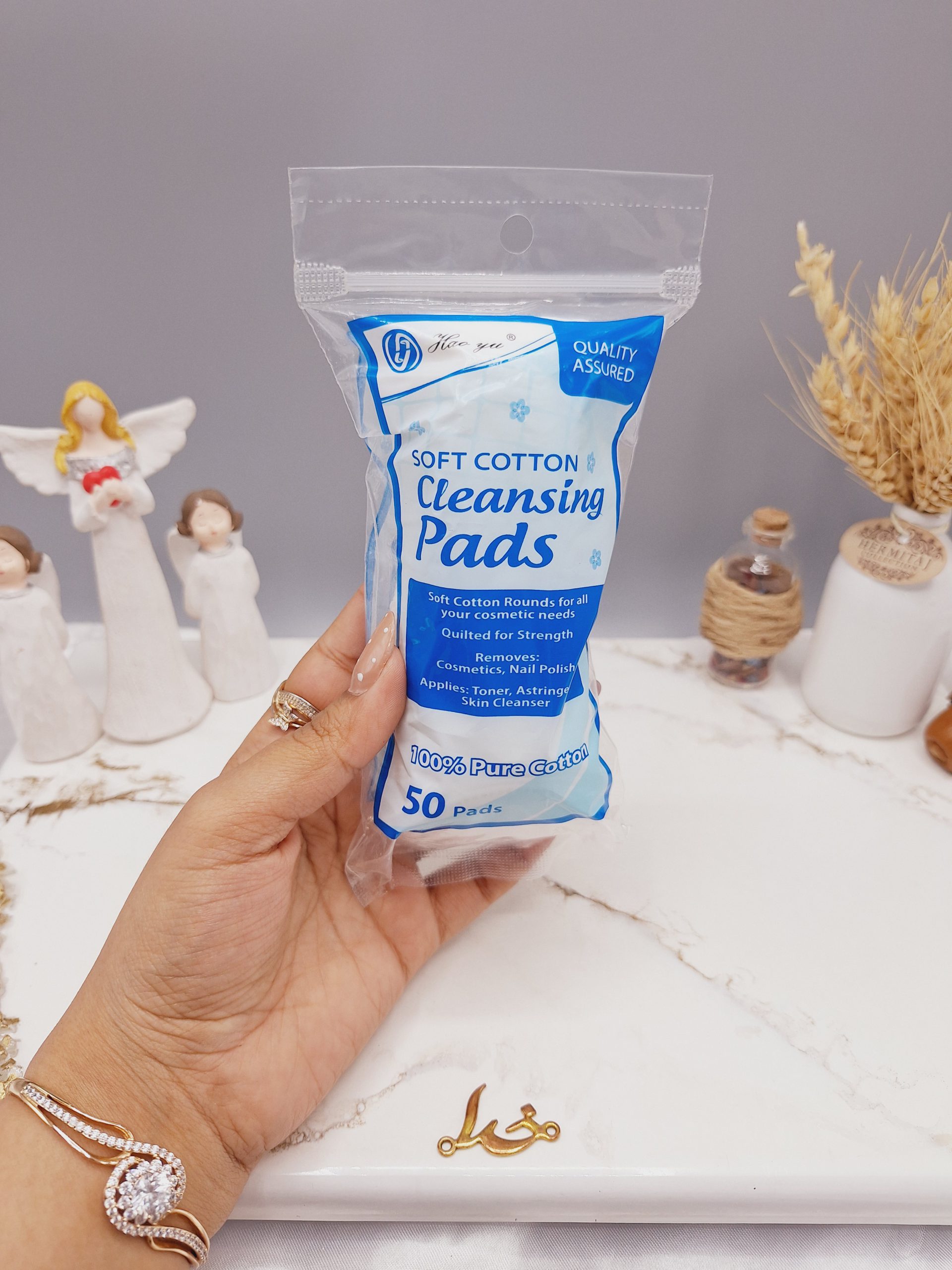 پد پاک کننده آرایش جنس کتان بسته 50 عددی کد HY_50