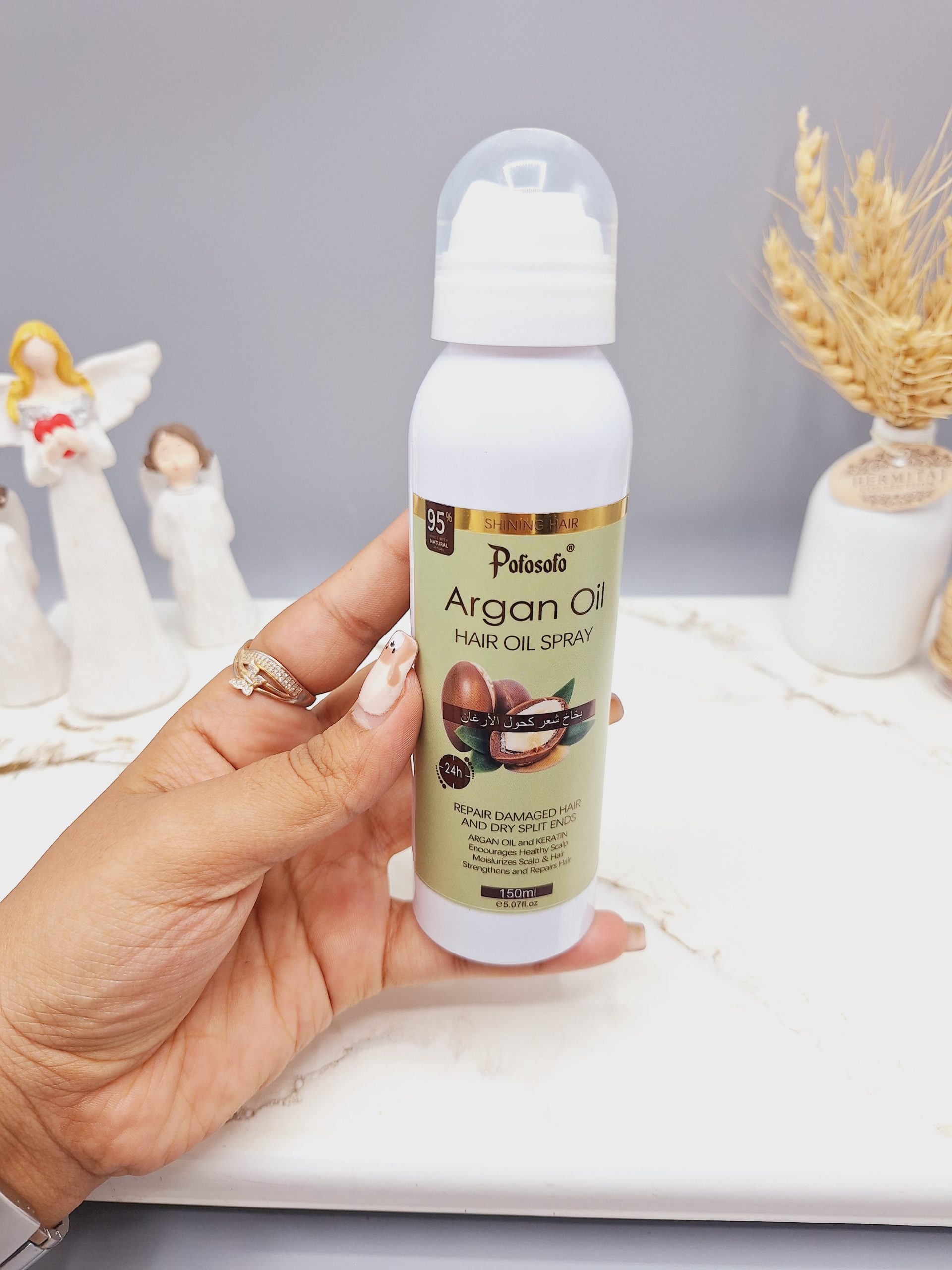 اسپری مو روغن آرگان و کراتین مناسب برای درخشان کننده و صاف کنندگی مو برند Potosolo کد p-8010