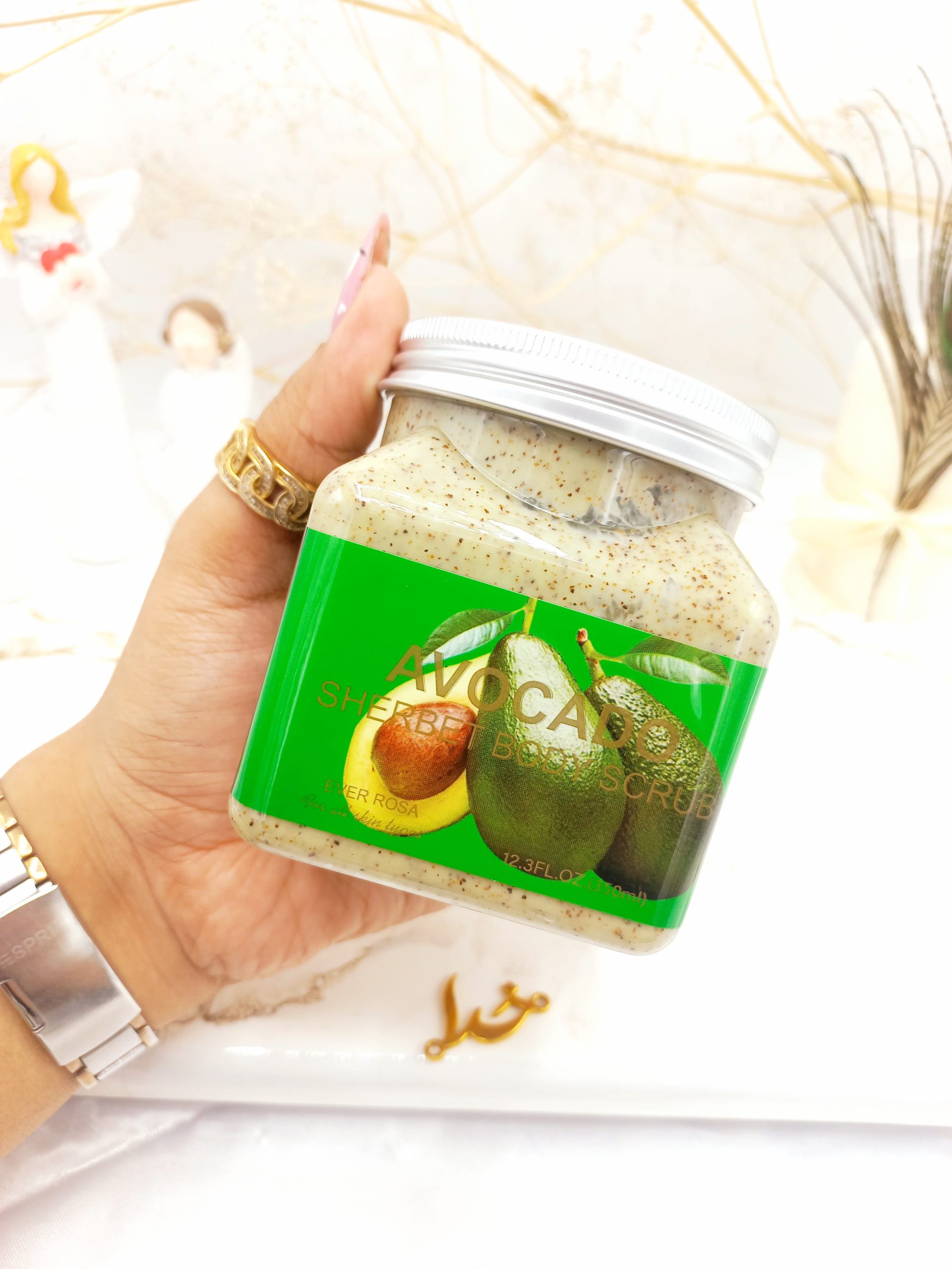 اسکراب پرطرفدار 350 میل شنی صورت و بدن رایحه آووکادو ایور روزا EVER ROSA اصلی کد ER90010