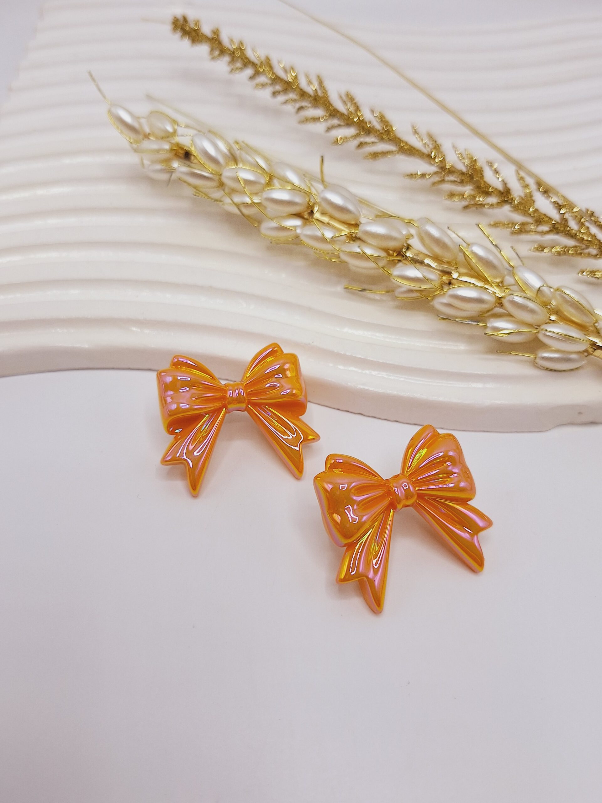 گوشواره آبنباتی طرح پاپیون (نارنجی)