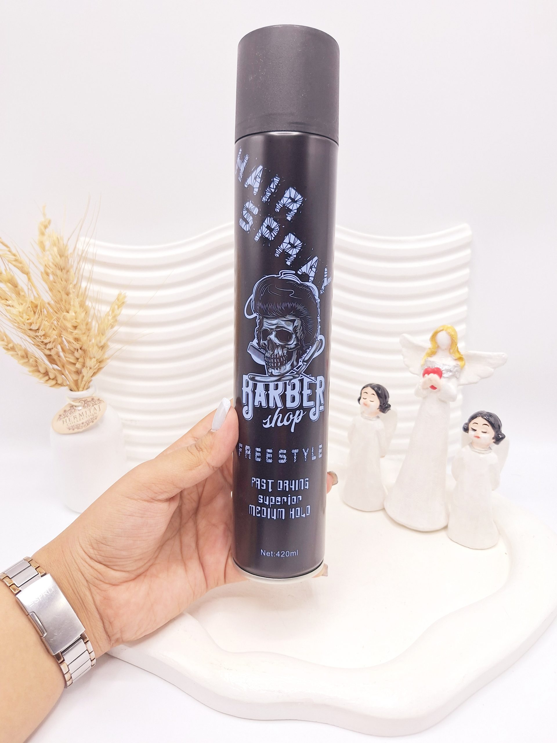 تافت مو مردانه HAIR SPRAY مدل BARBER اسکلت حجم 420 میل کد 7908