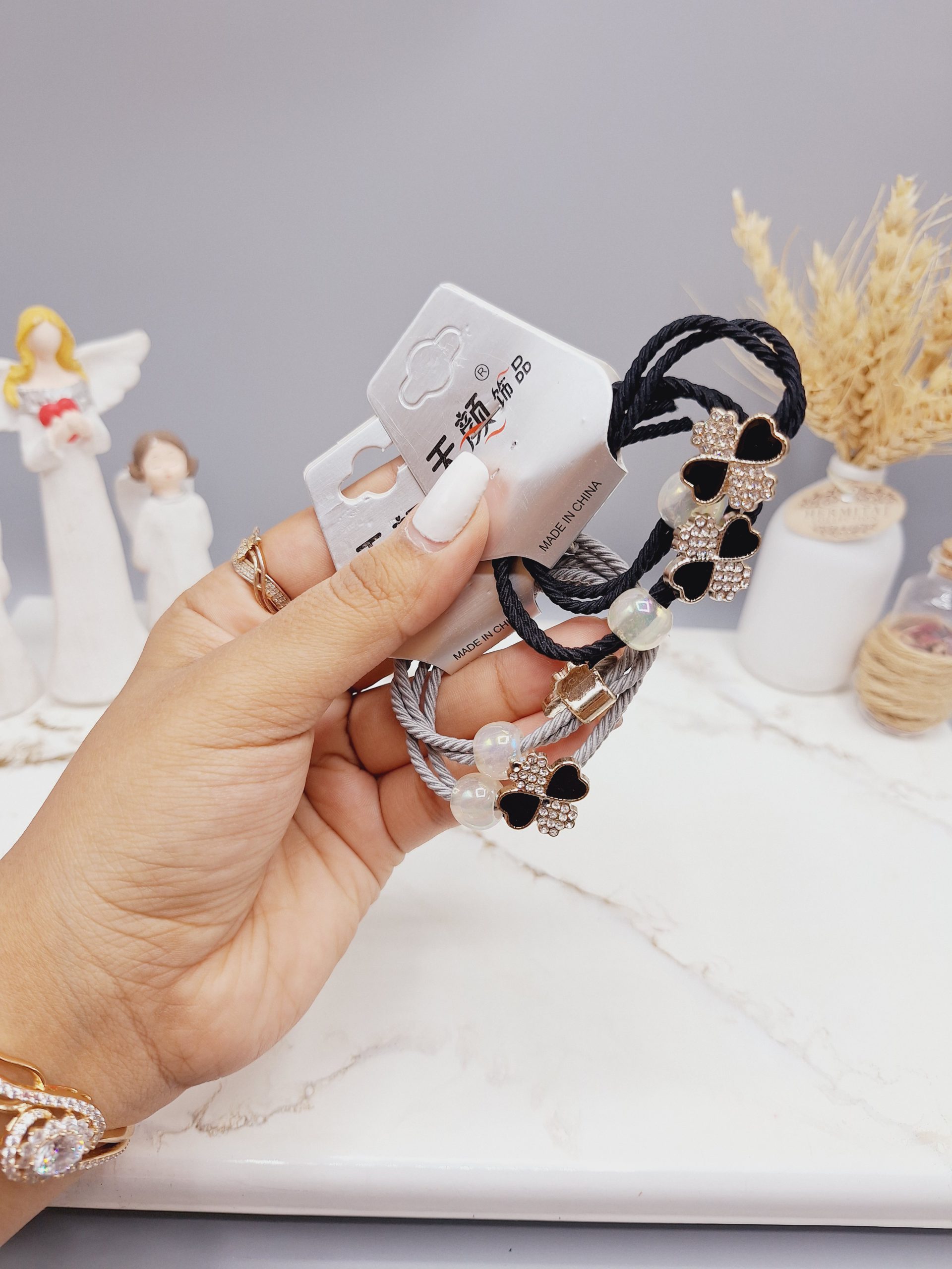 کش مو 2 تایی طرح گل و قلب رندم