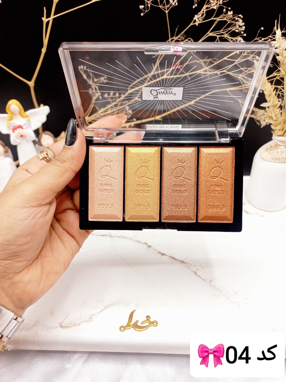 پالت هایلایتر پودری 4 رنگ Mini Queen کد MQ021_B
