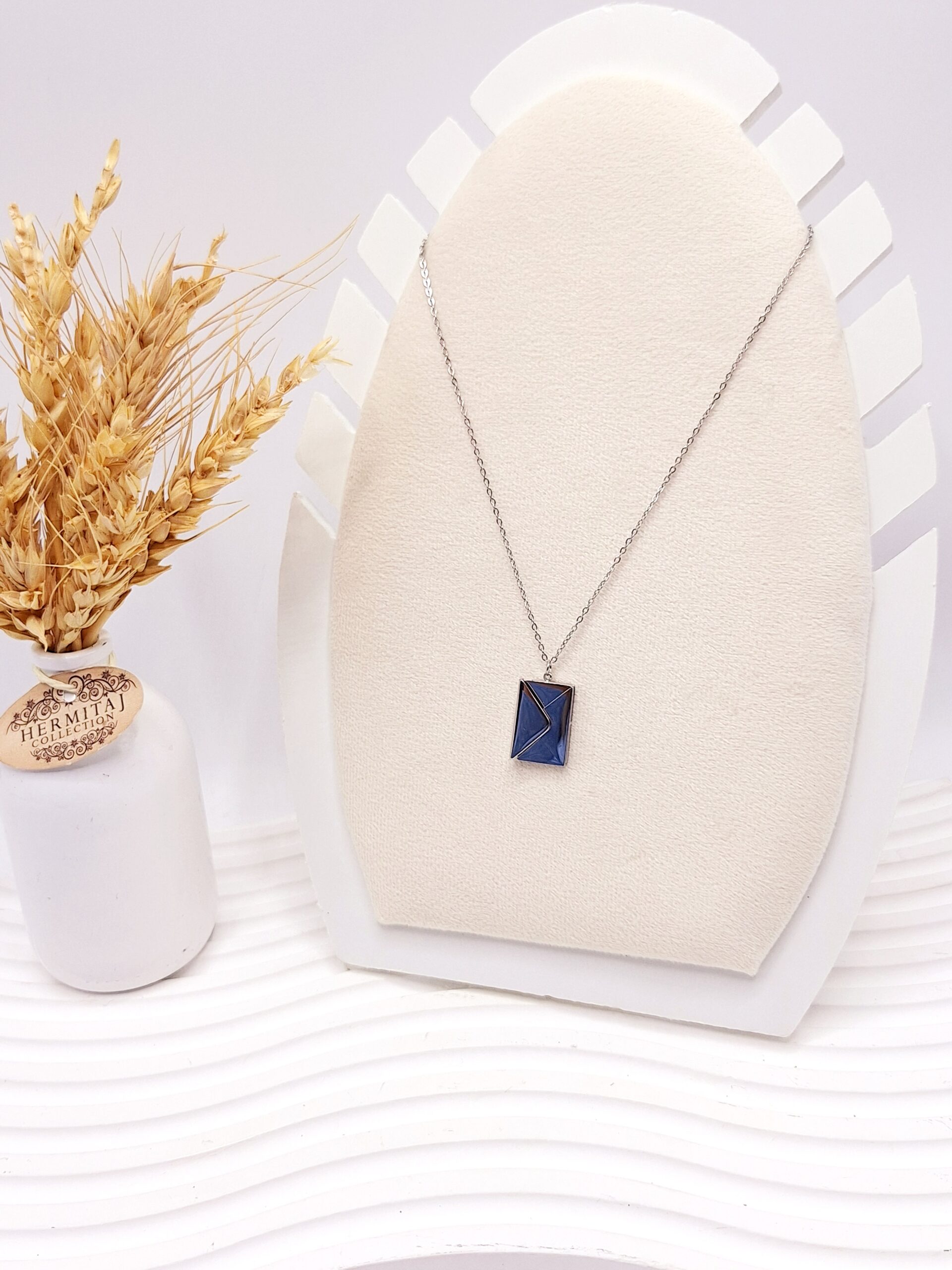 گردنبند مدل پاکت نامه نقره ای