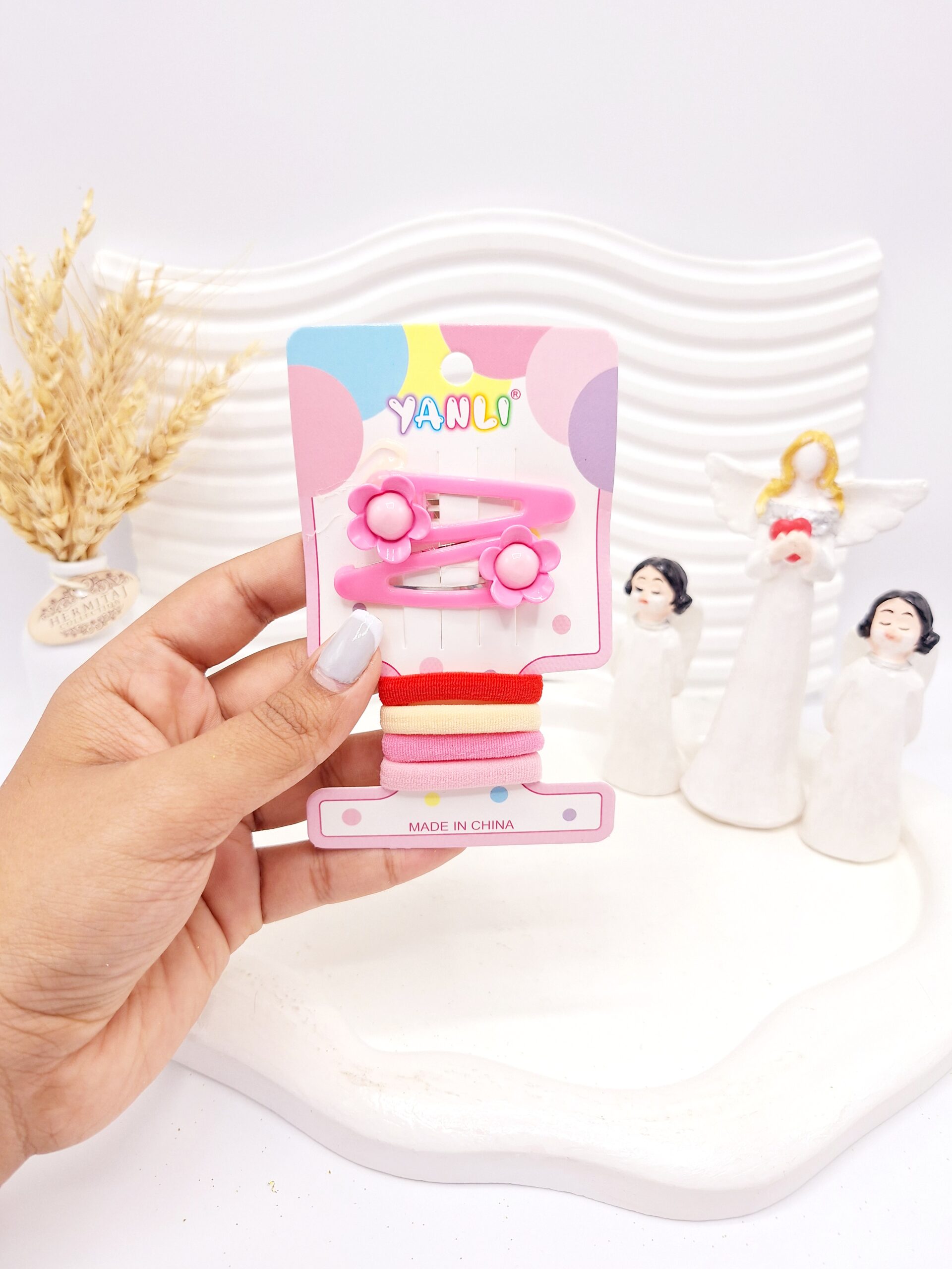 ست کش و پنس مو کارتی طرح گل