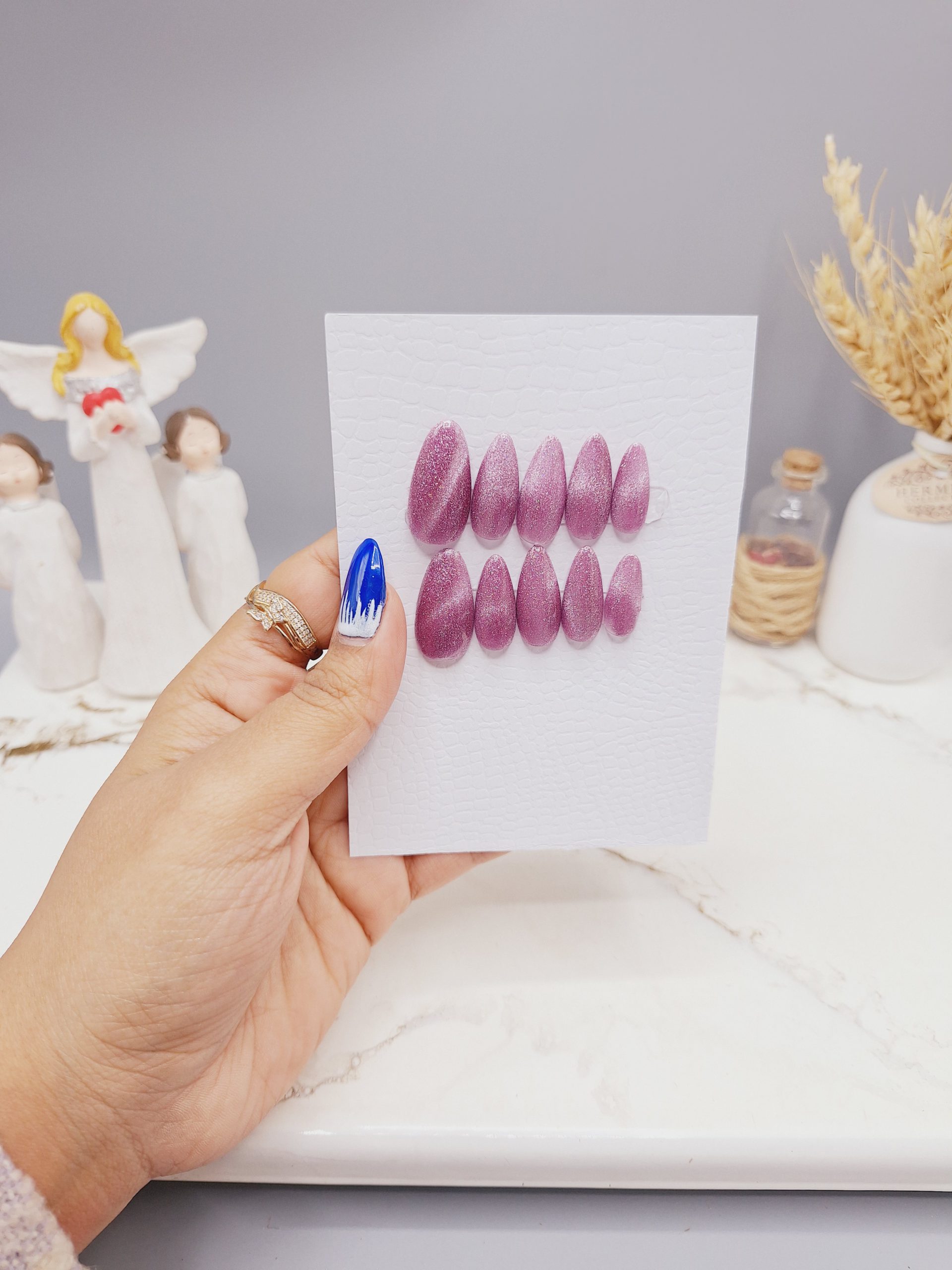 ناخن مصنوعی با مواد کاشت درجه ۱ طرح آیس بنفش (به همراه پک اختصاصی)