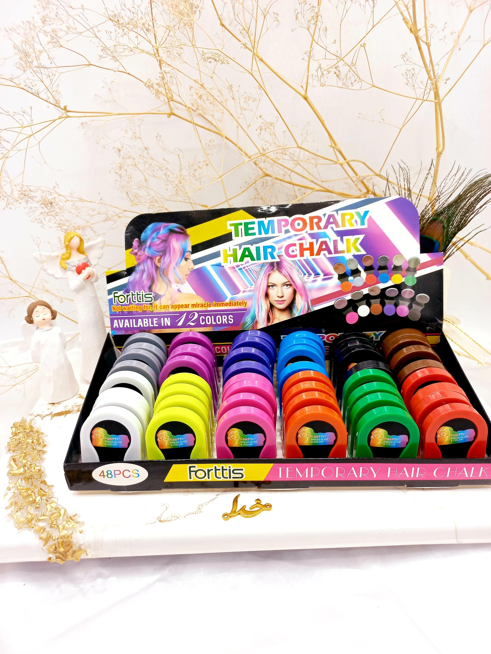 گچ مو سکه ای 6 عددی طرح گل برند TEMPORAY HAIR CHALK کد TH006