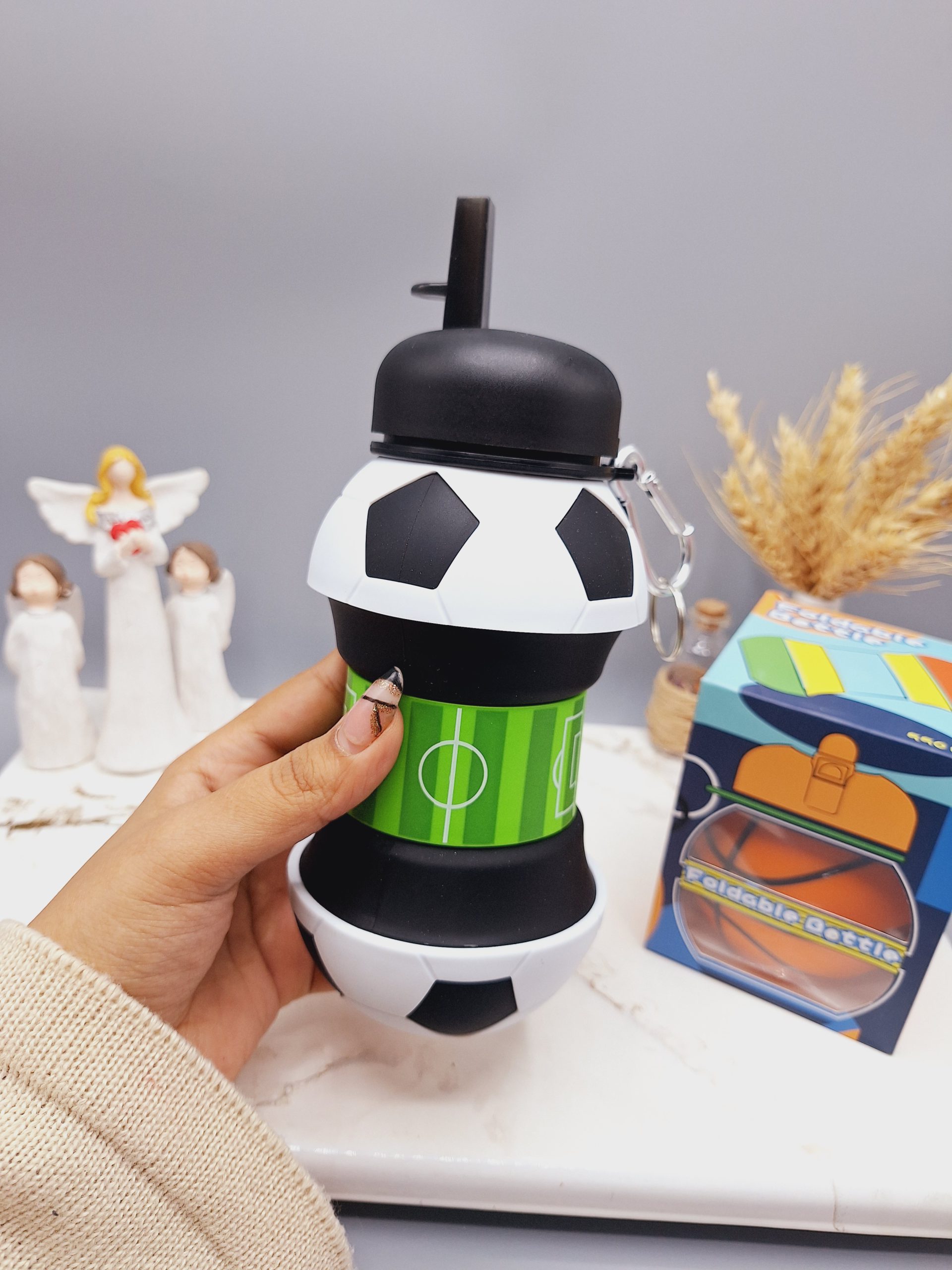 قمقمه تاشو سیلیکونی طرح توپ فوتبال SCHOOLFANS